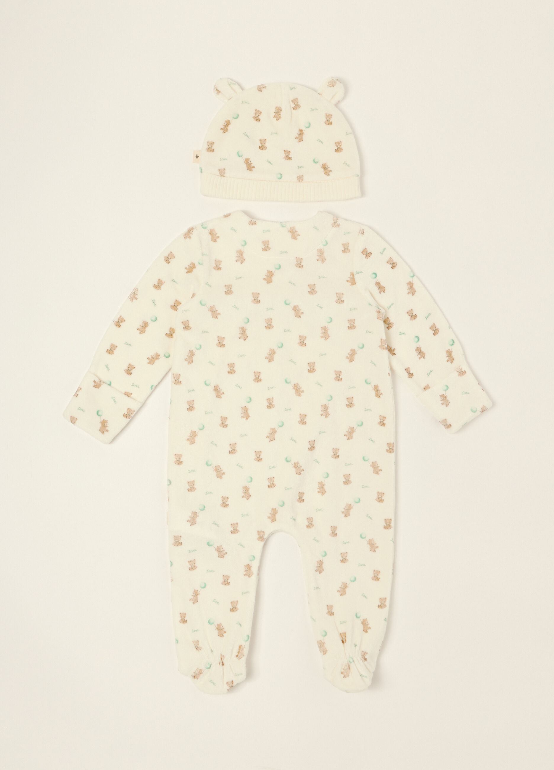 Tutina bianca per neonati con stampa orsetti_1