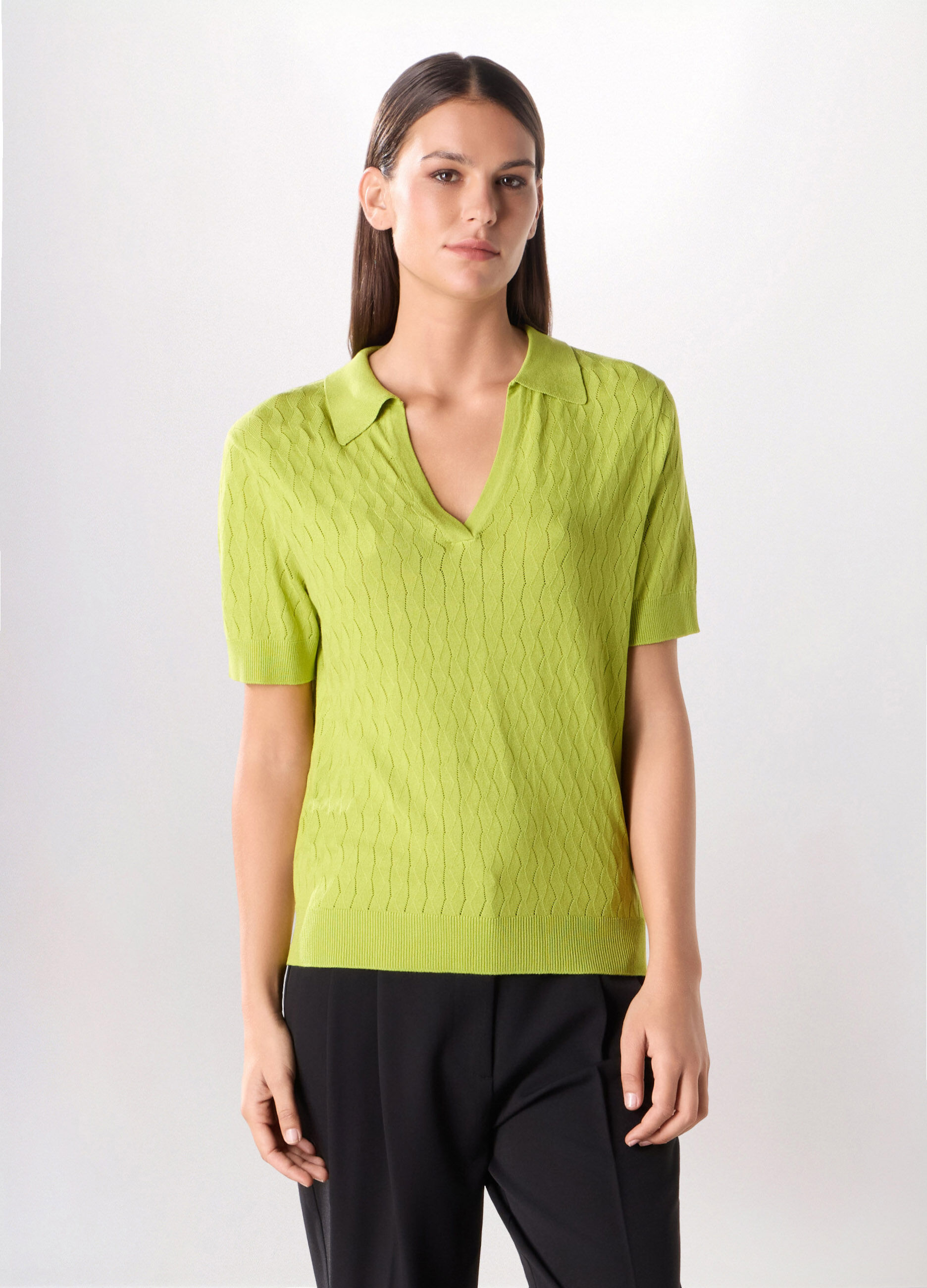 Tricot a maniche corte in misto viscosa donna_0