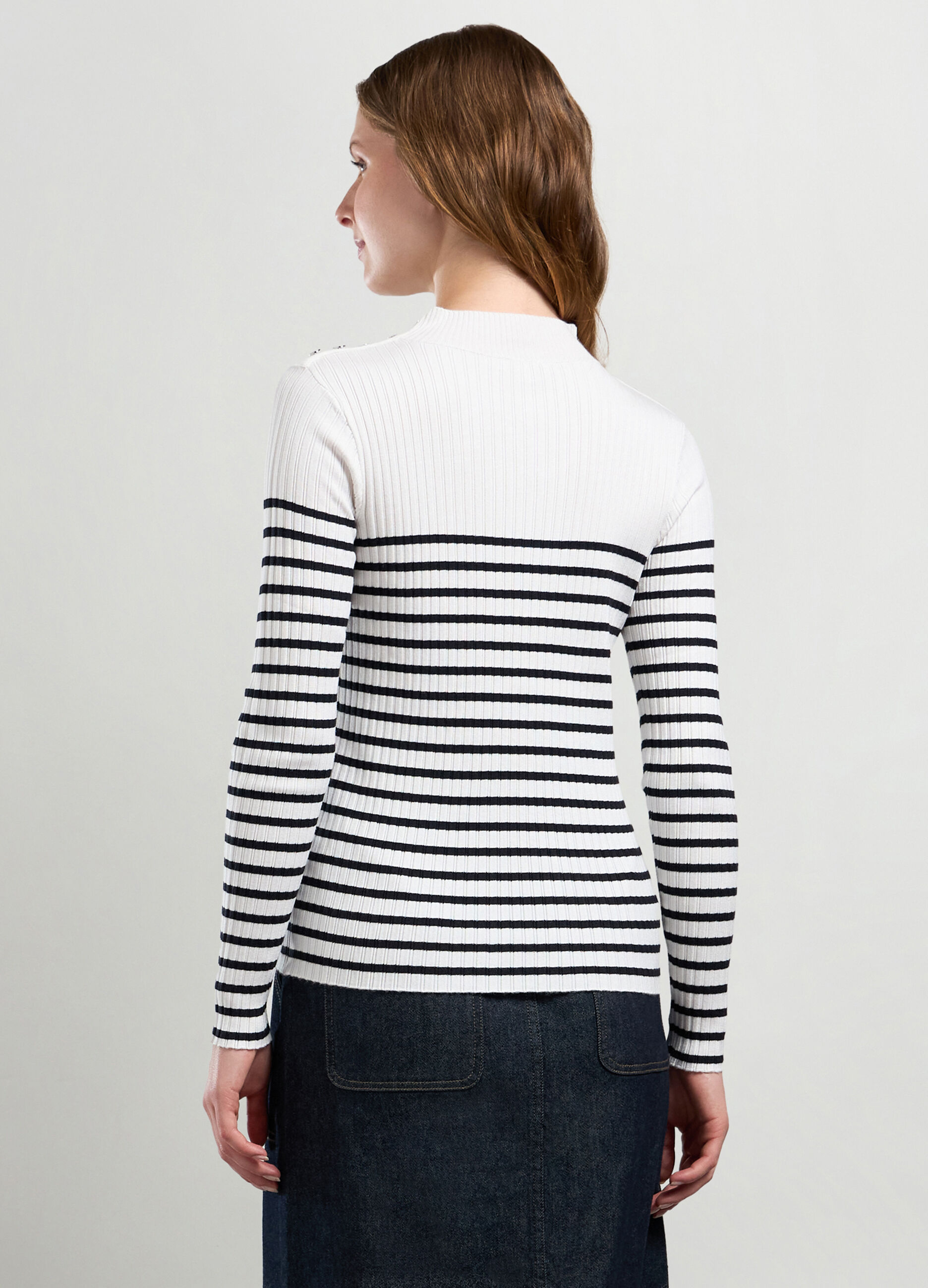 T-shirt in costina di misto viscosa _1