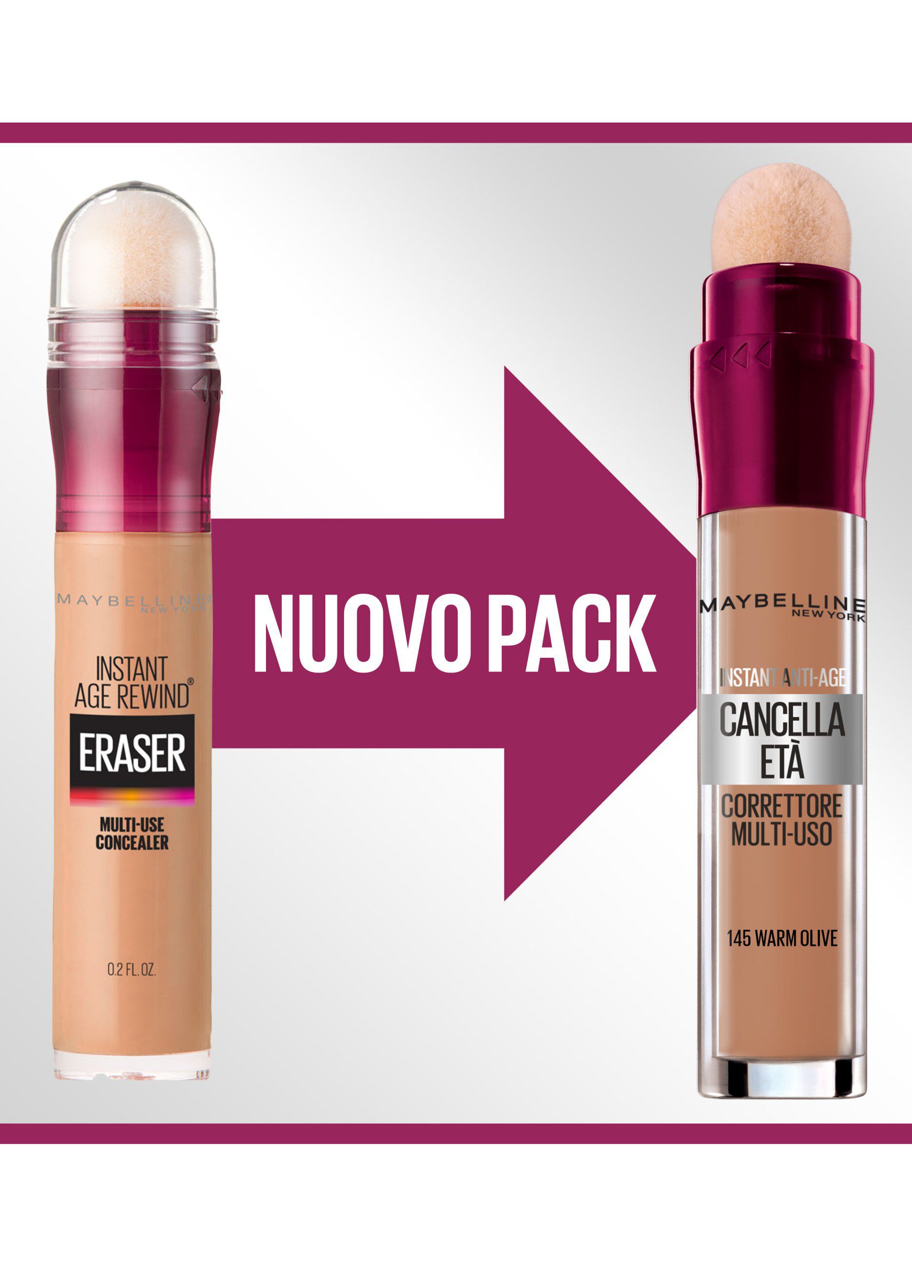 Maybelline New York Correttore Liquido Il Cancella Età, con Bacche di Goji e Haloxyl, Copre Occhiaie e Piccole Rughe, 145 Warm Olive, 6.8 ml._2