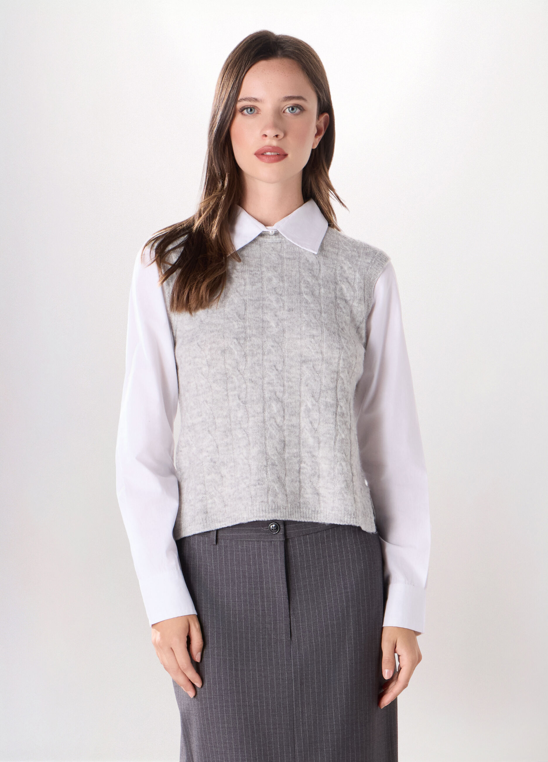 Gilet con inserto camicia donna _0