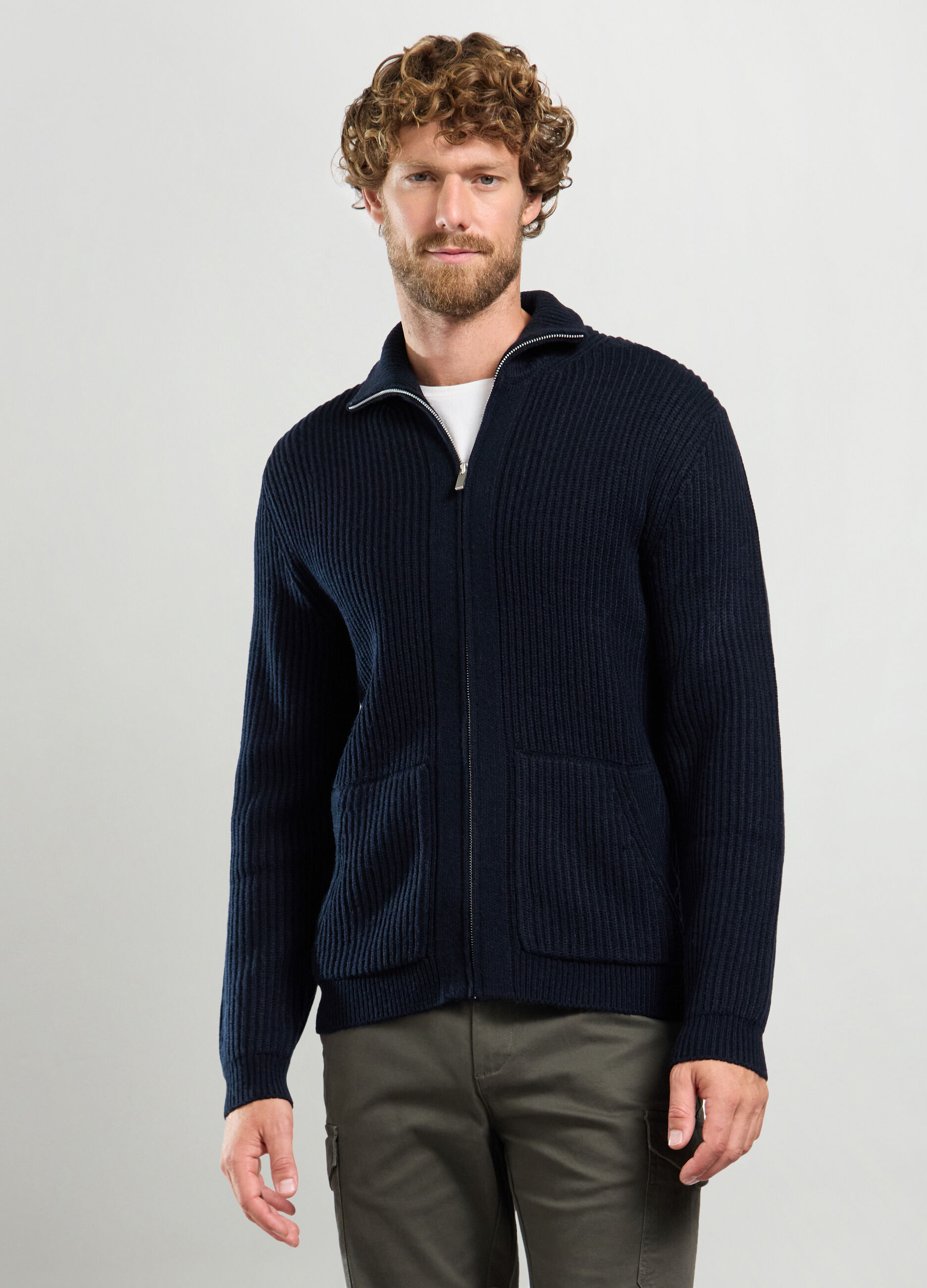 Maglione lupetto full zip a costa inglese uomo_0