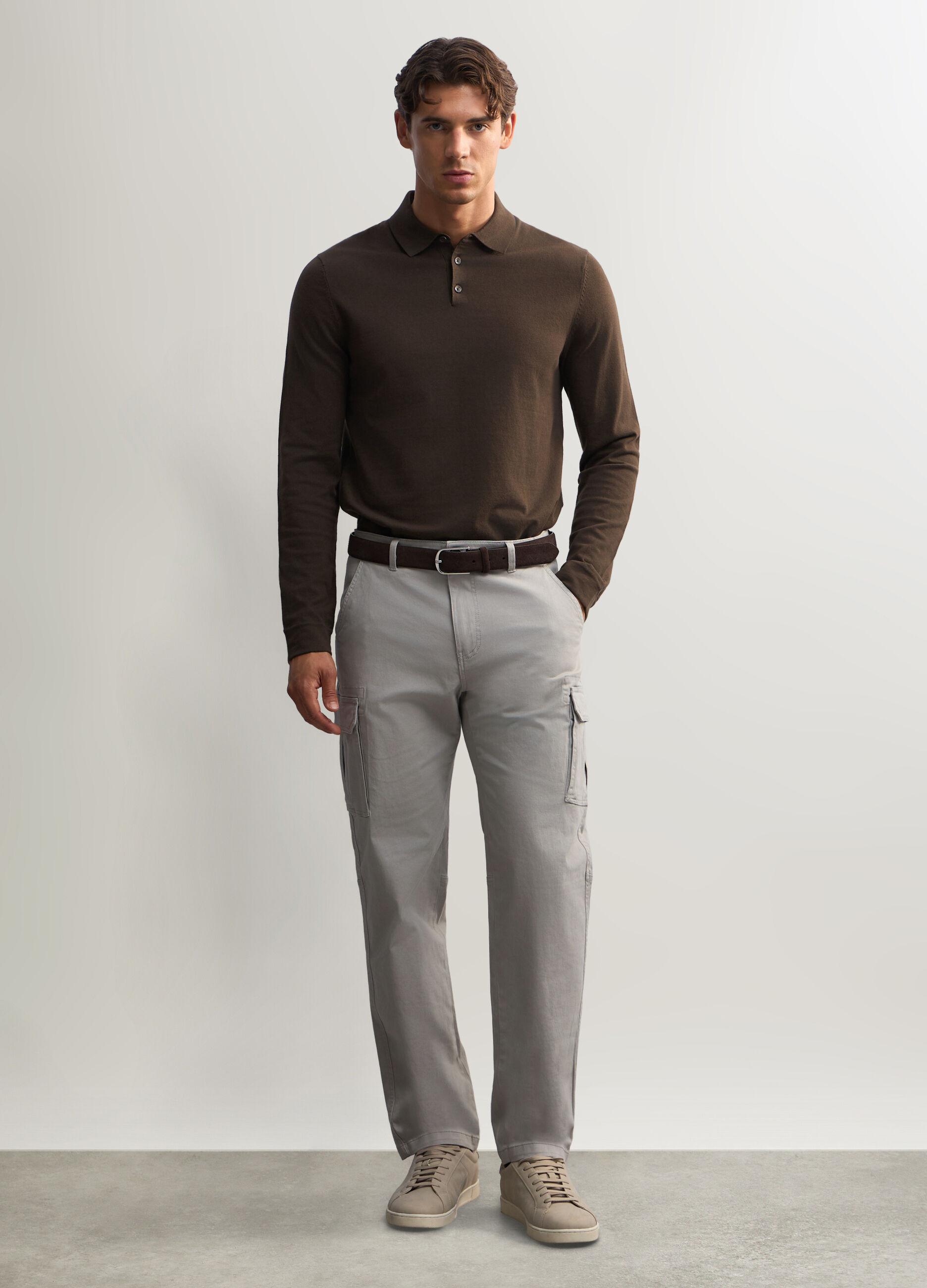Pantalone cargo in cotone stretch uomo_0