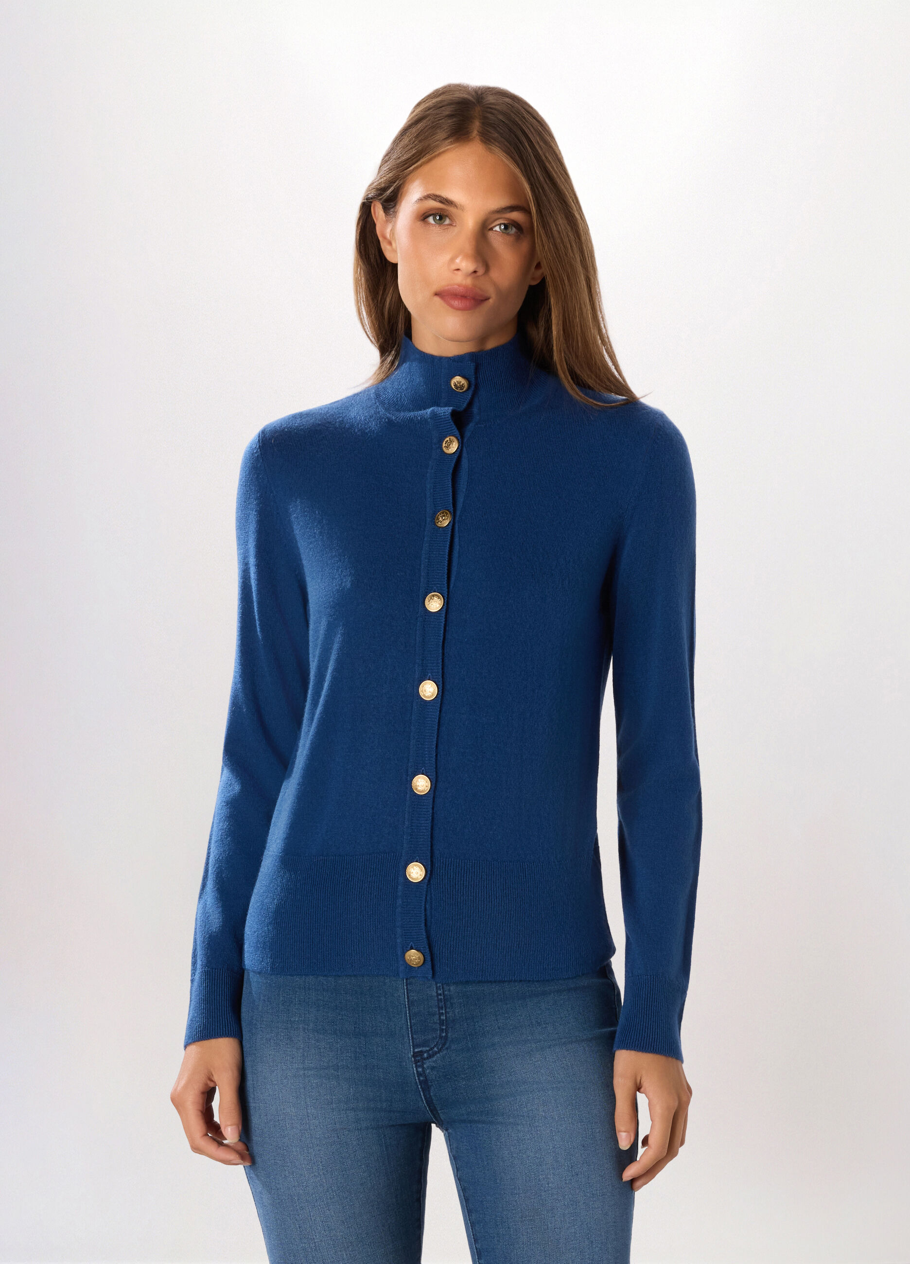 Cardigan tricot a collo alto donna_0