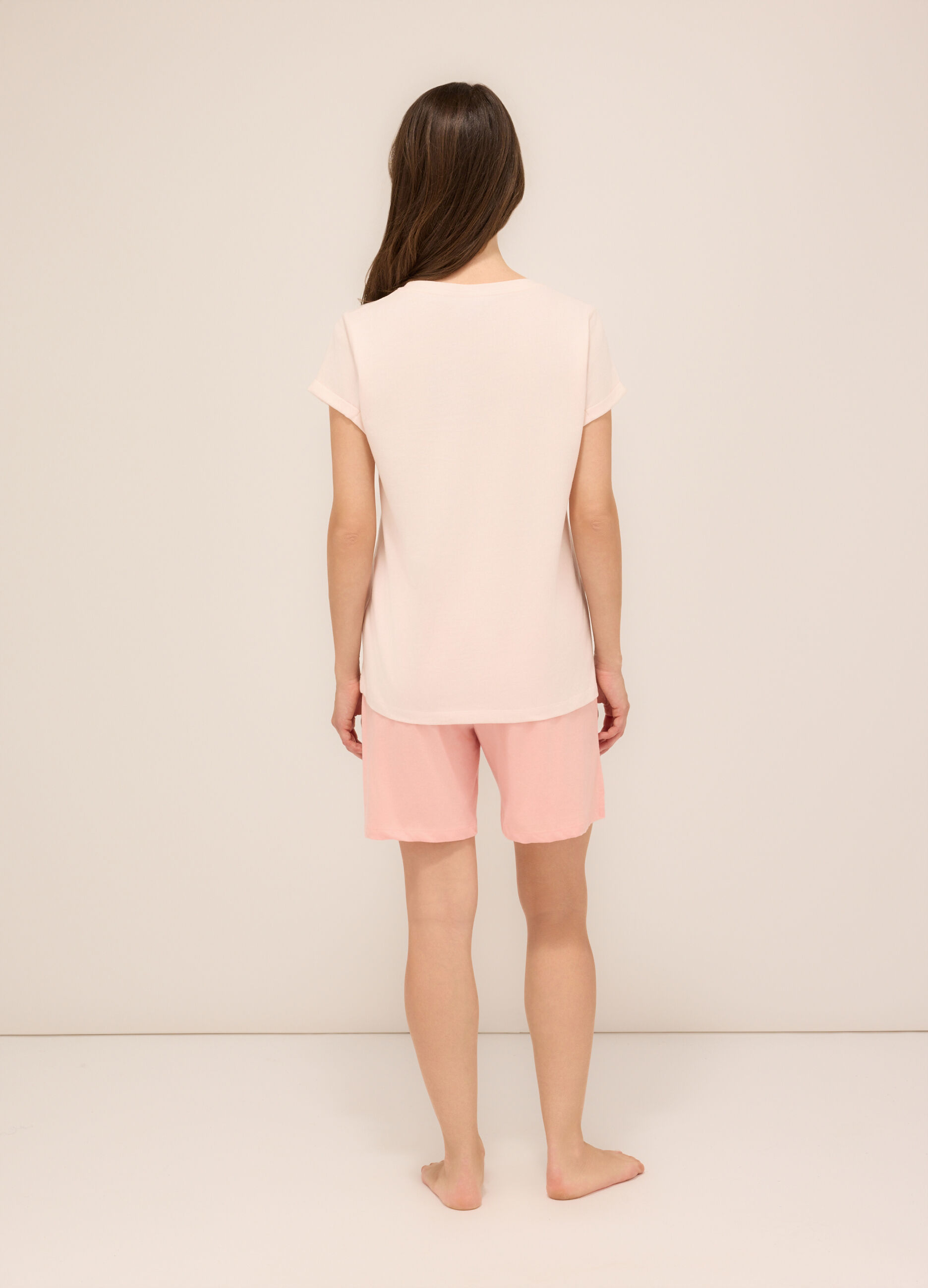Set pigiama corto in jersey di puro cotone donna