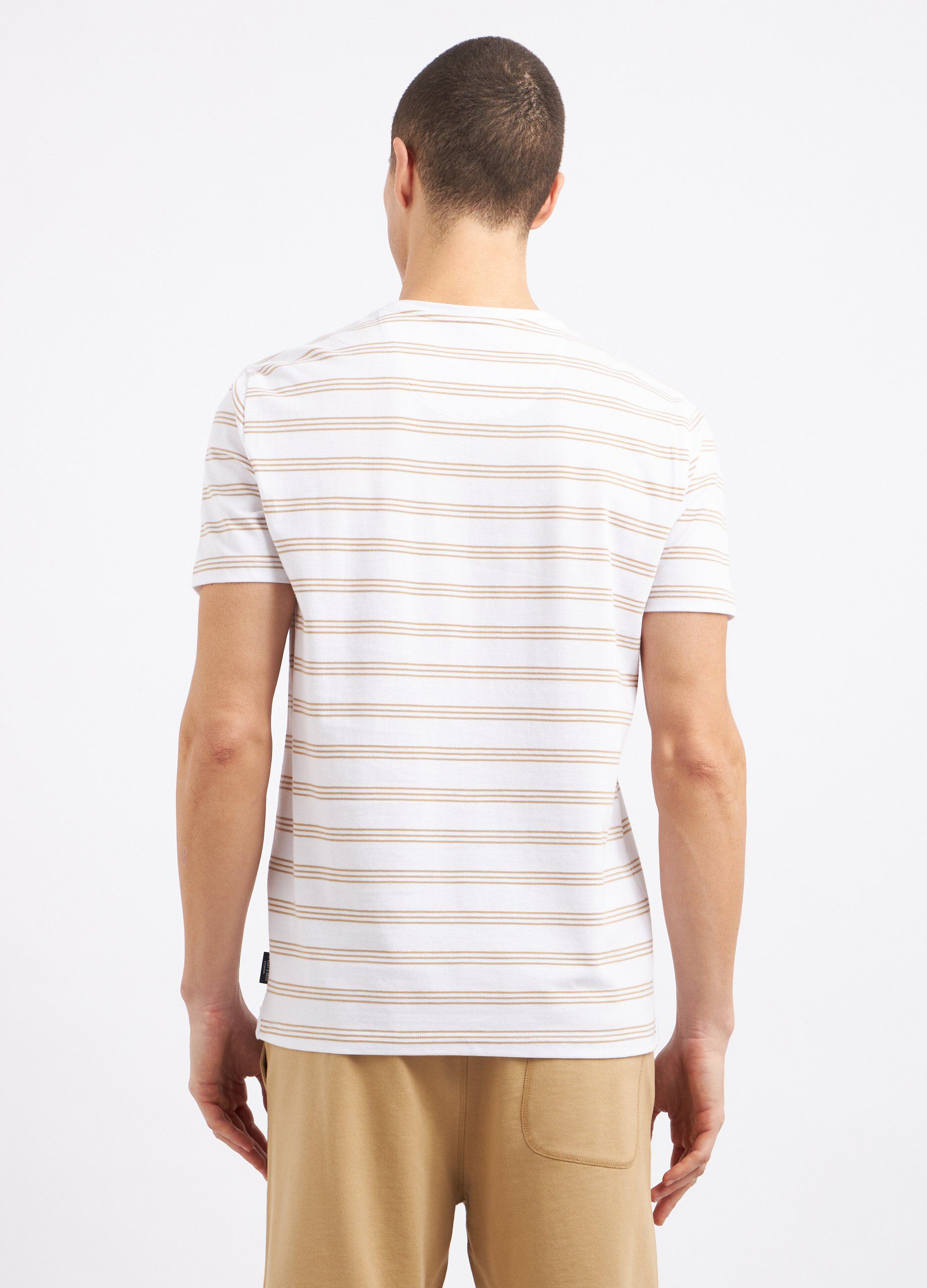 T-shirt rigata in puro cotone piquet uomo_1