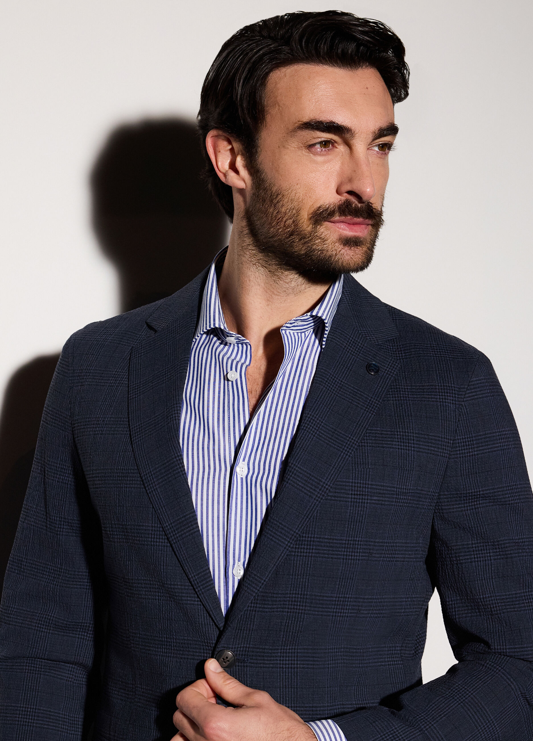 Blazer regular fit in Principe di Galles stretch uomo_2