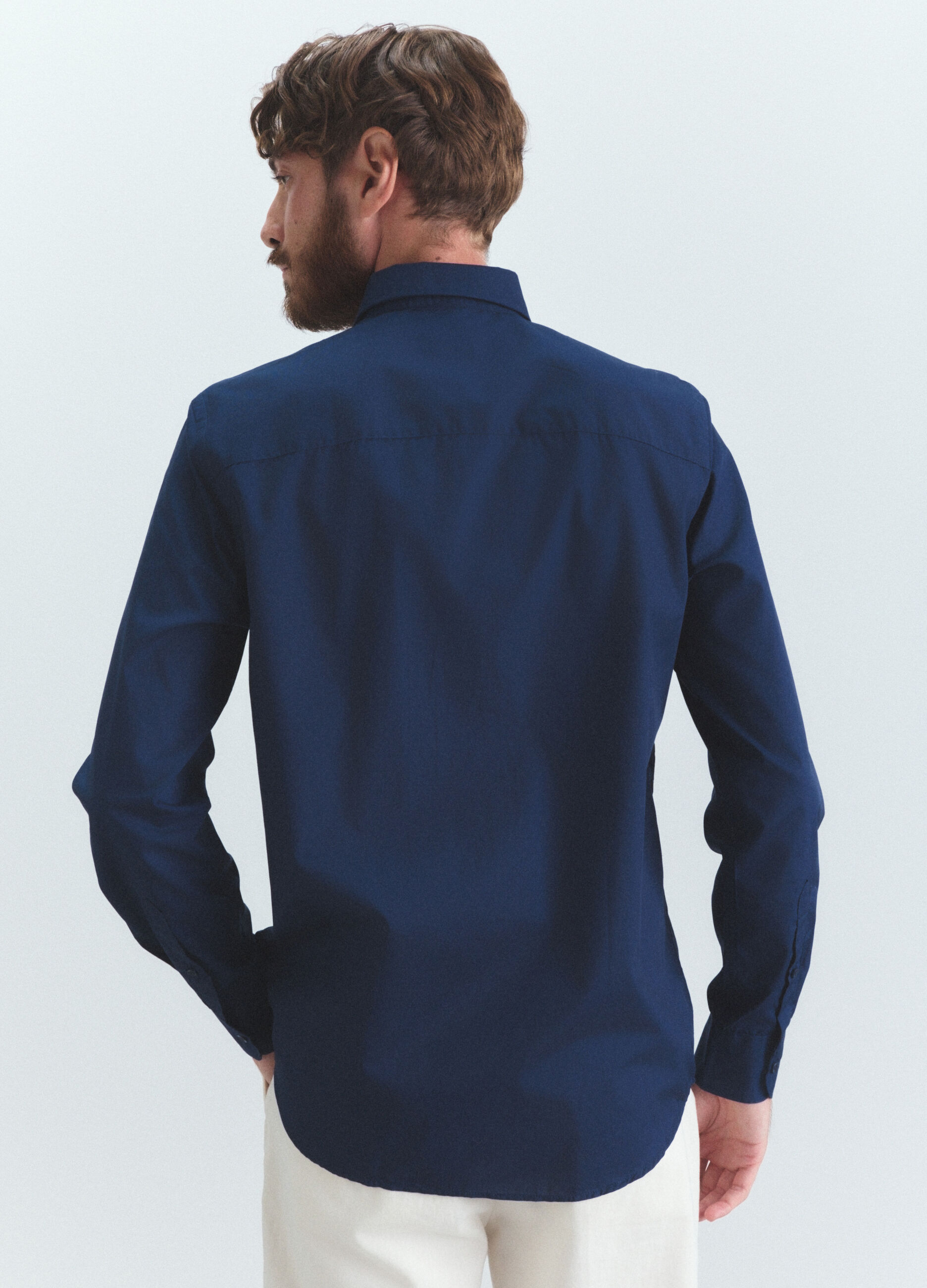 Camicia regular fit in misto cotone uomo_3