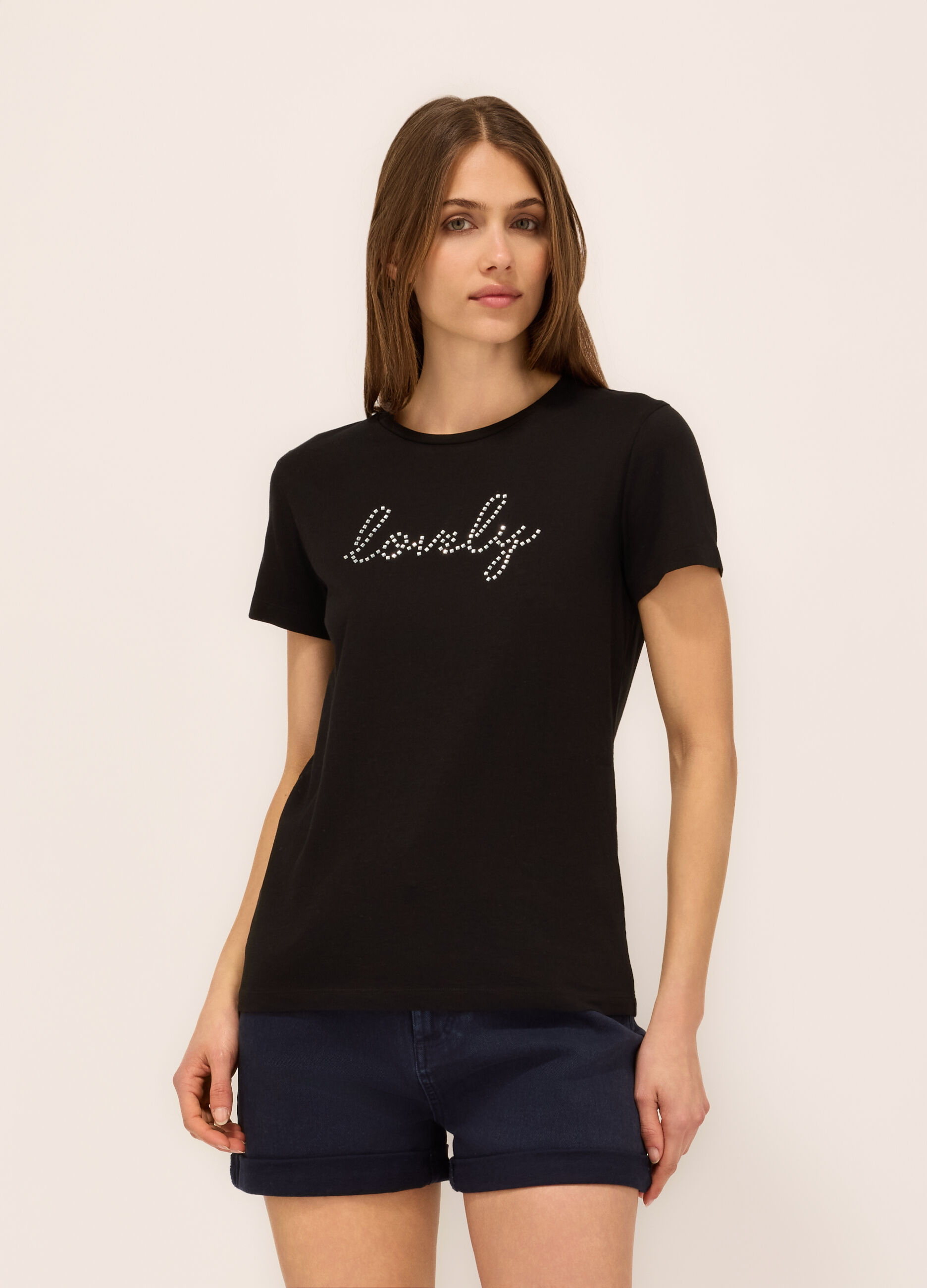 T-shirt in jersey di puro cotone donna_0
