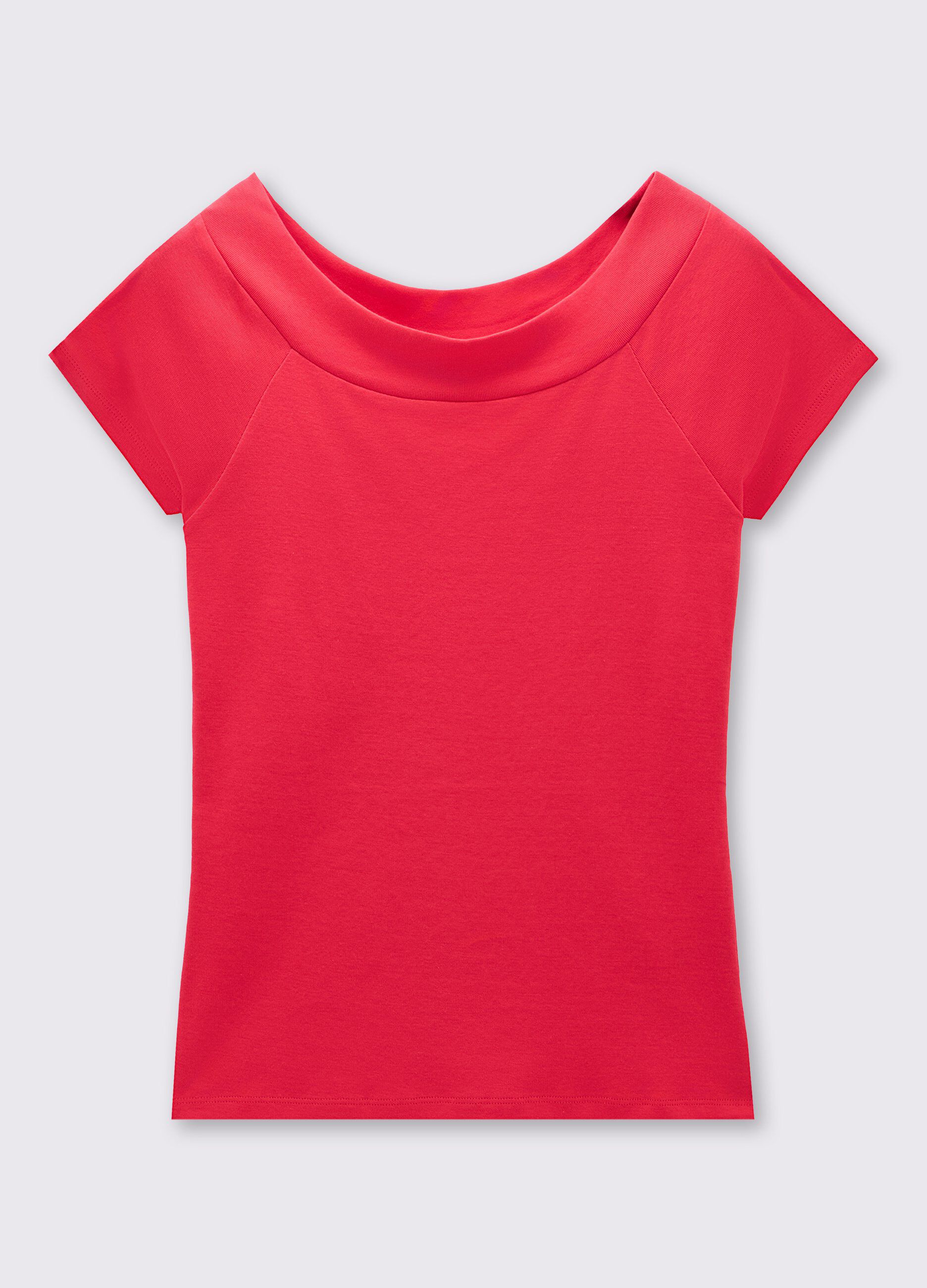 T-shirt in puro cotone con scollo a barca donna