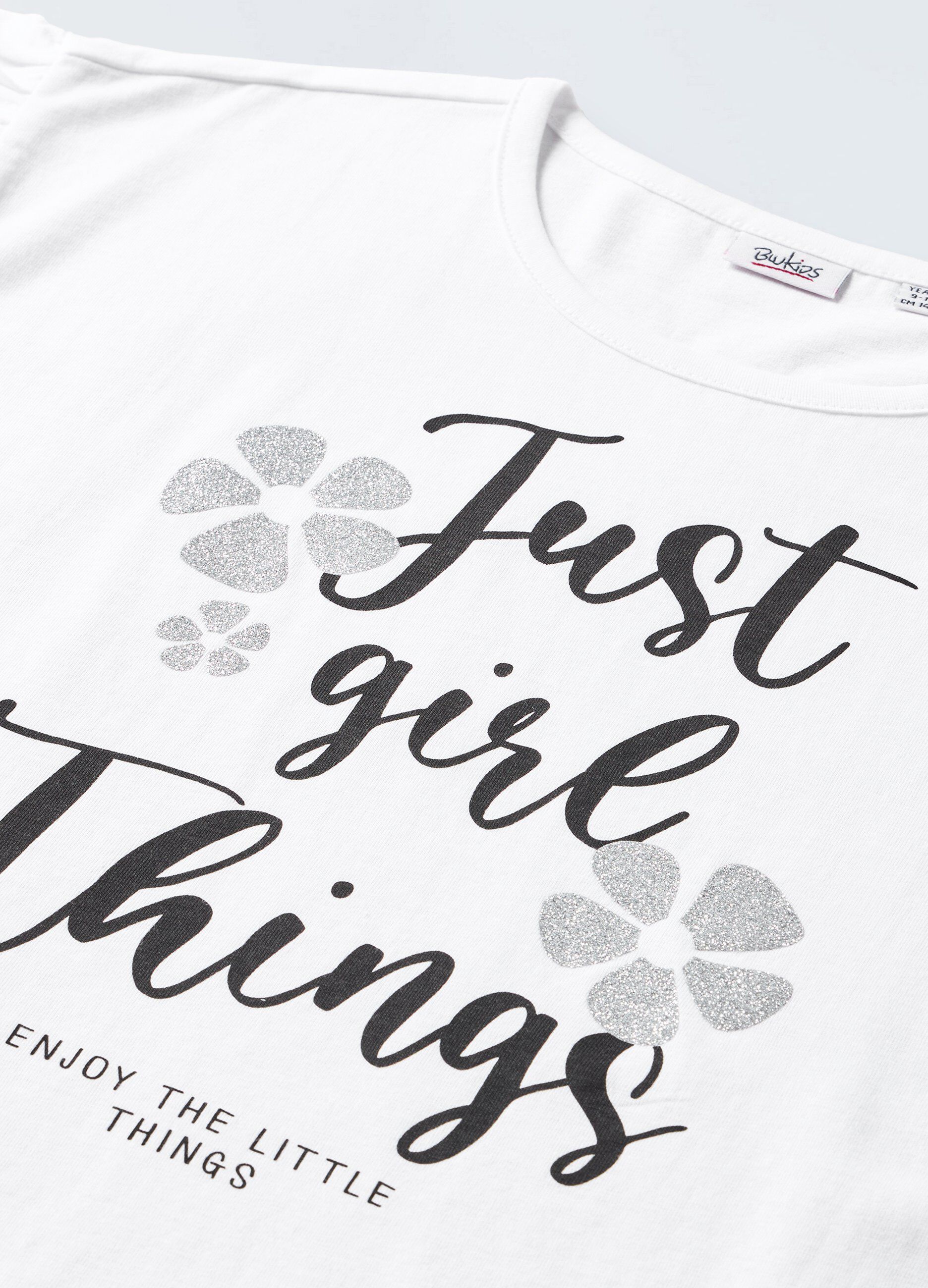 T-shirt in puro cotone con rouches ragazza_1