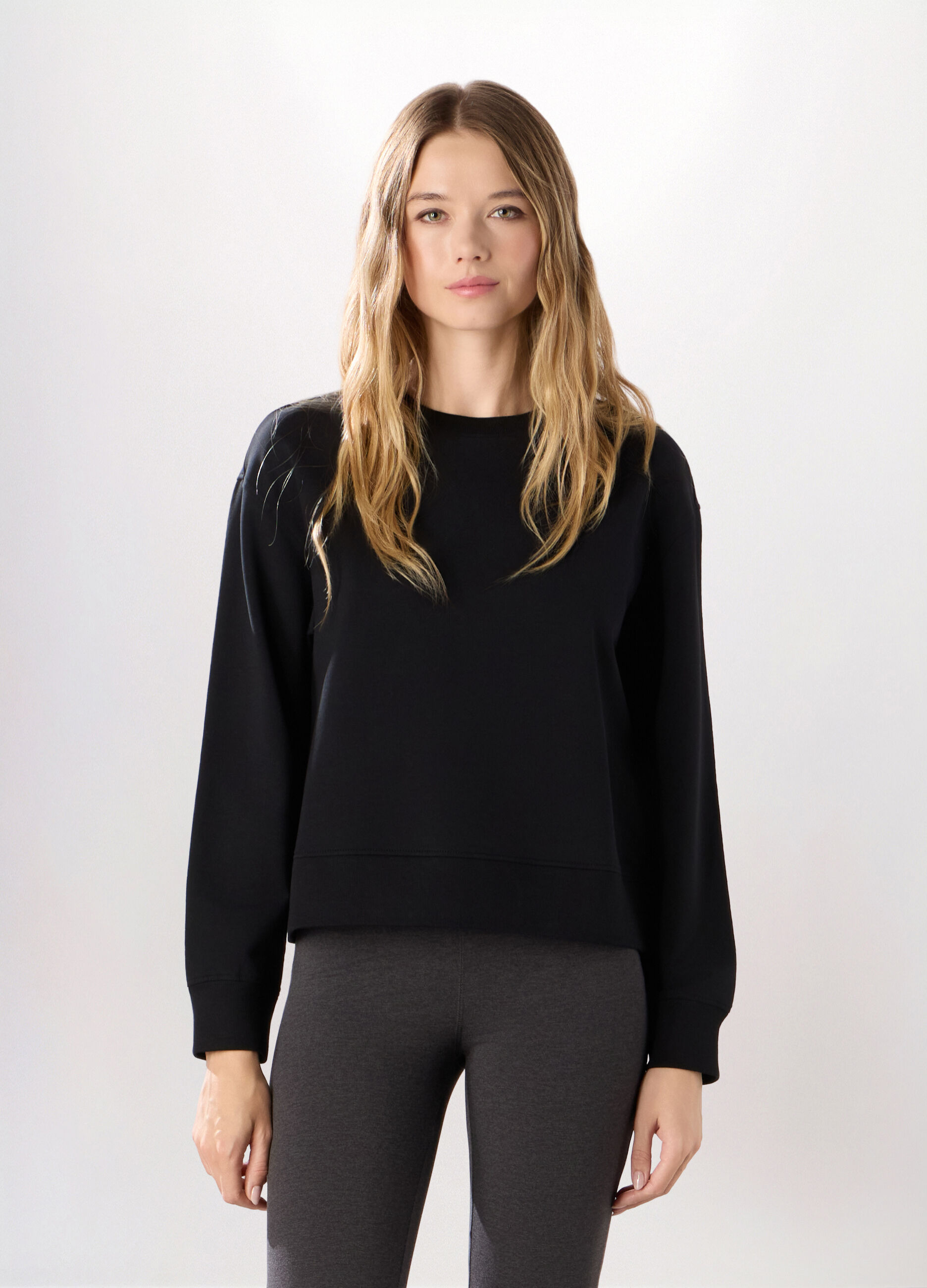 Felpa in french terry di cotone stretch donna_0