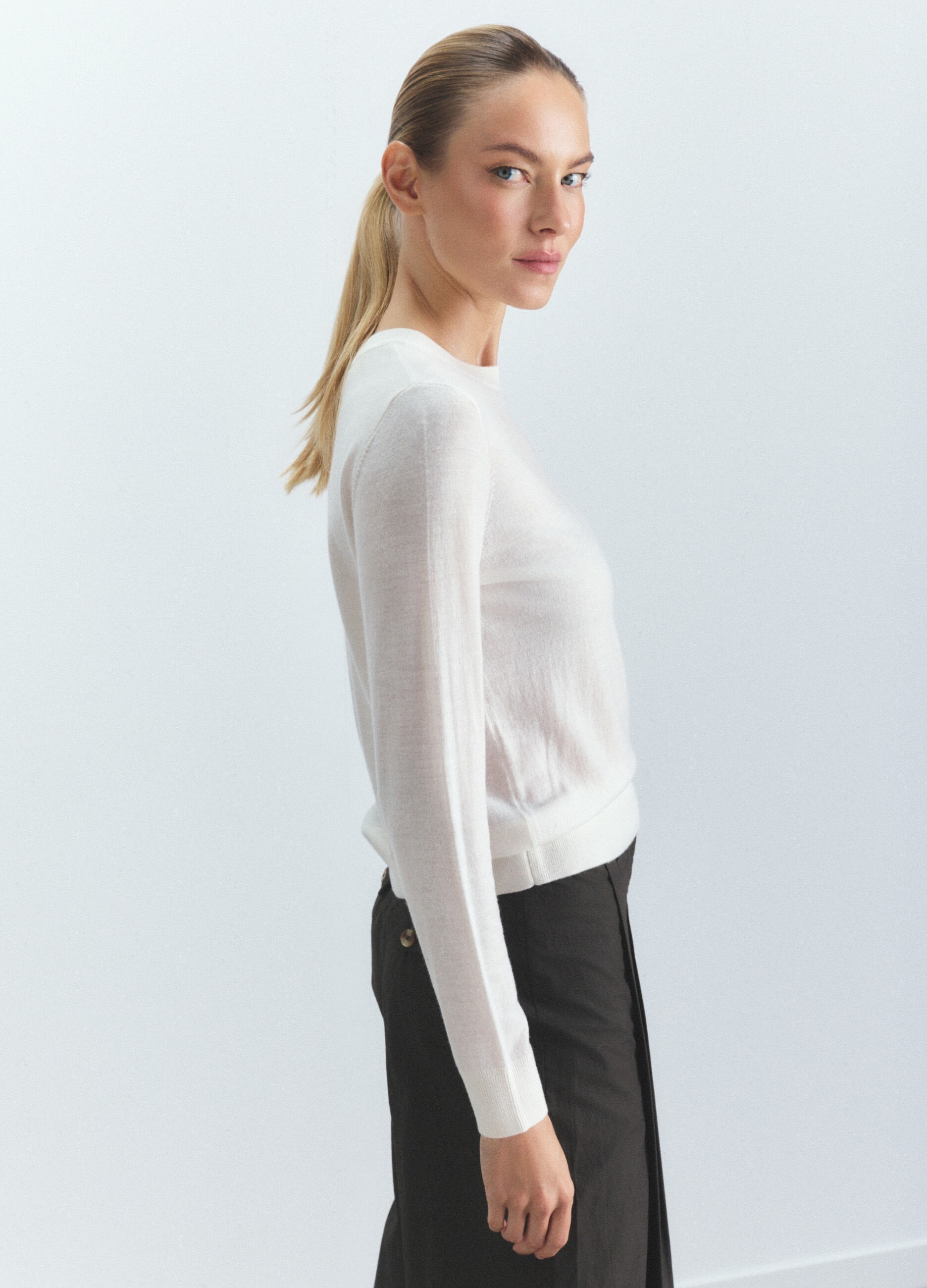 Maglia girocollo rasata donna_2