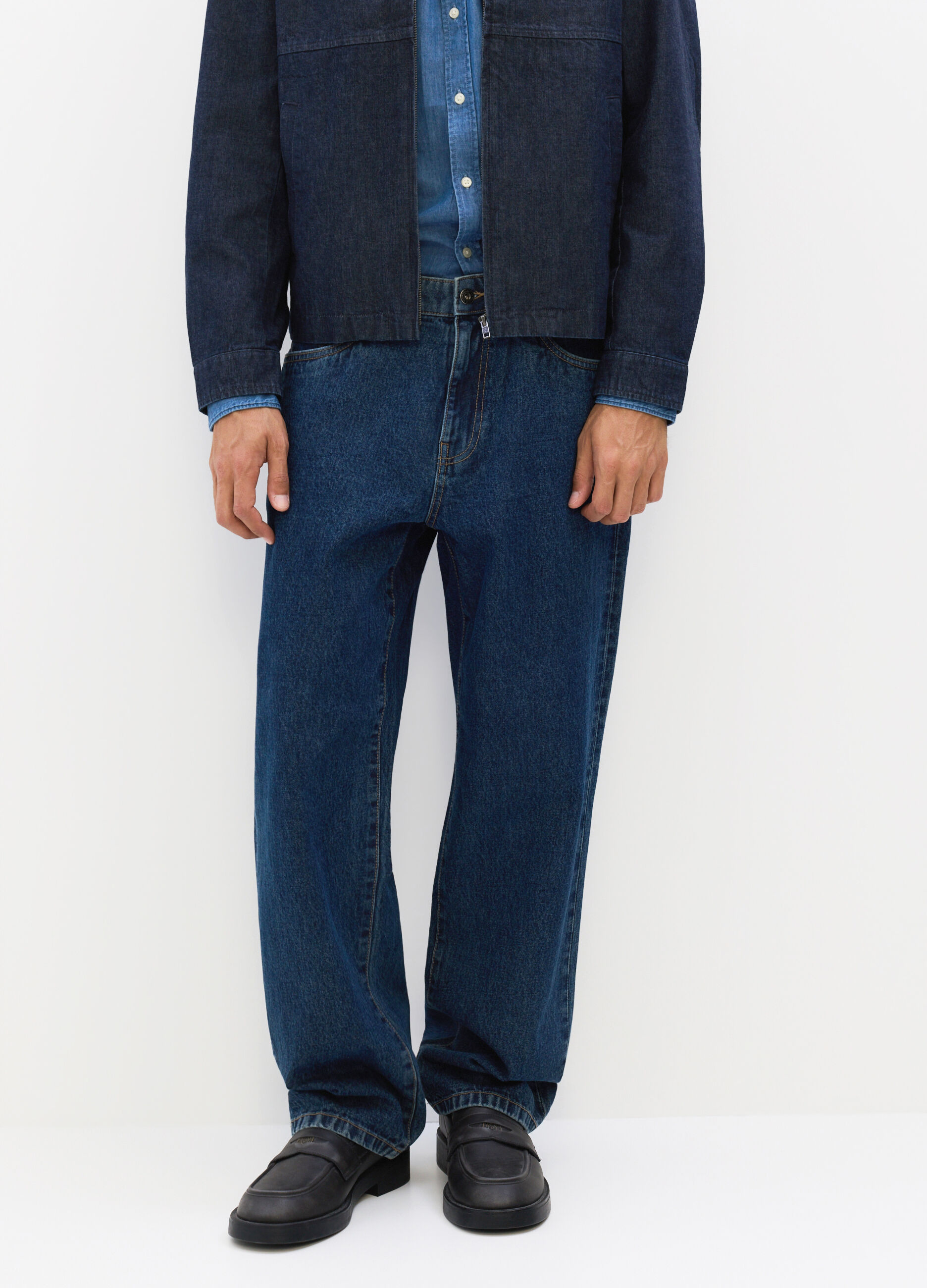Jeans loose fit in denim di cotone uomo_2