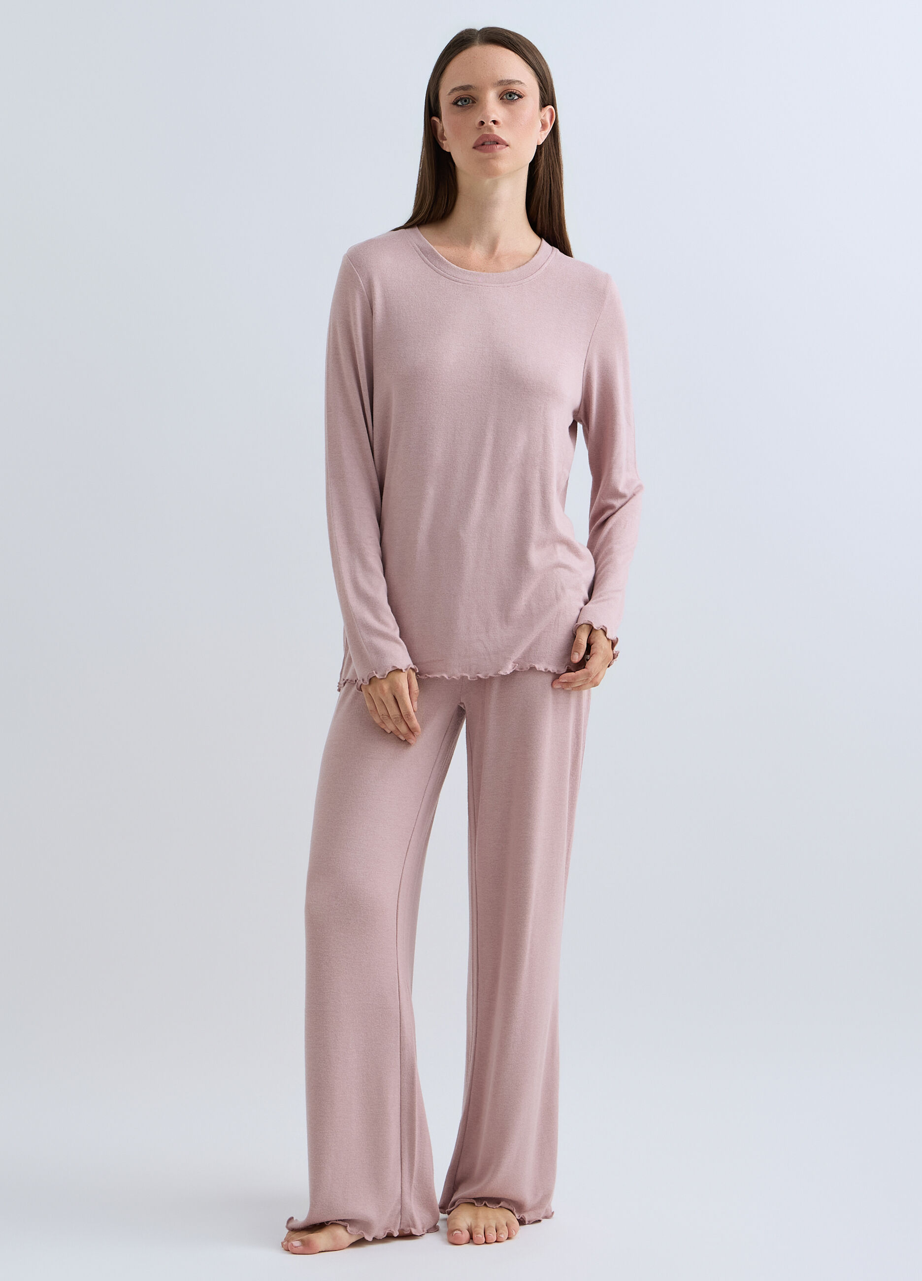 Set pigiama lungo in velour misto viscosa stretch donna_0