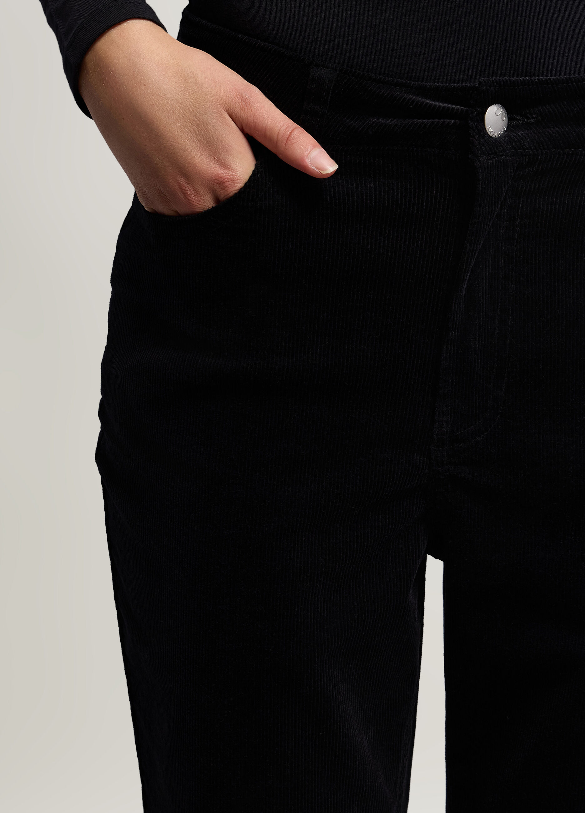Pantaloni Cropped Flare Fit in costina di velluto stretch donna_3