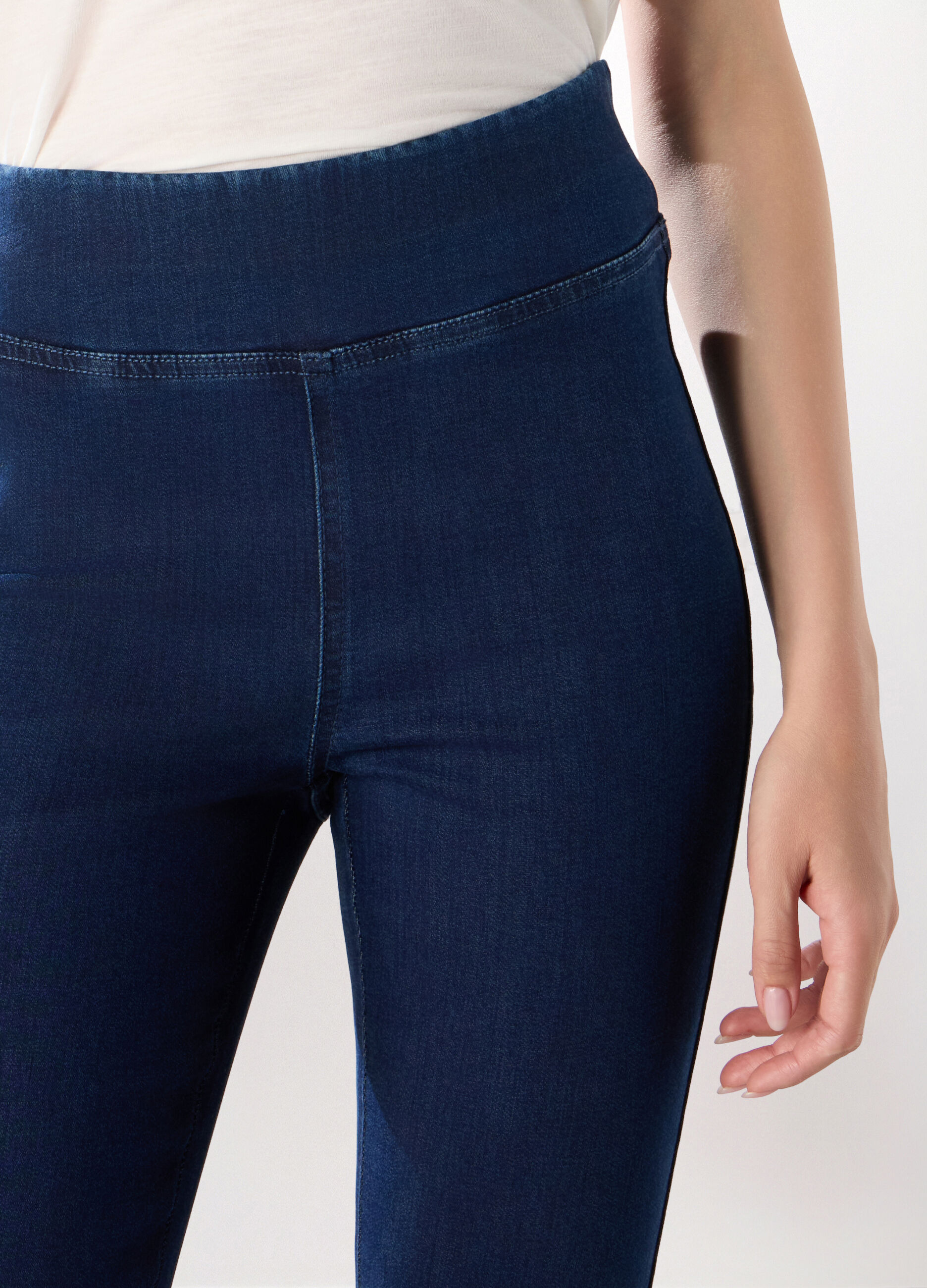 Jeggings flare fit in denim misto cotone donna_2