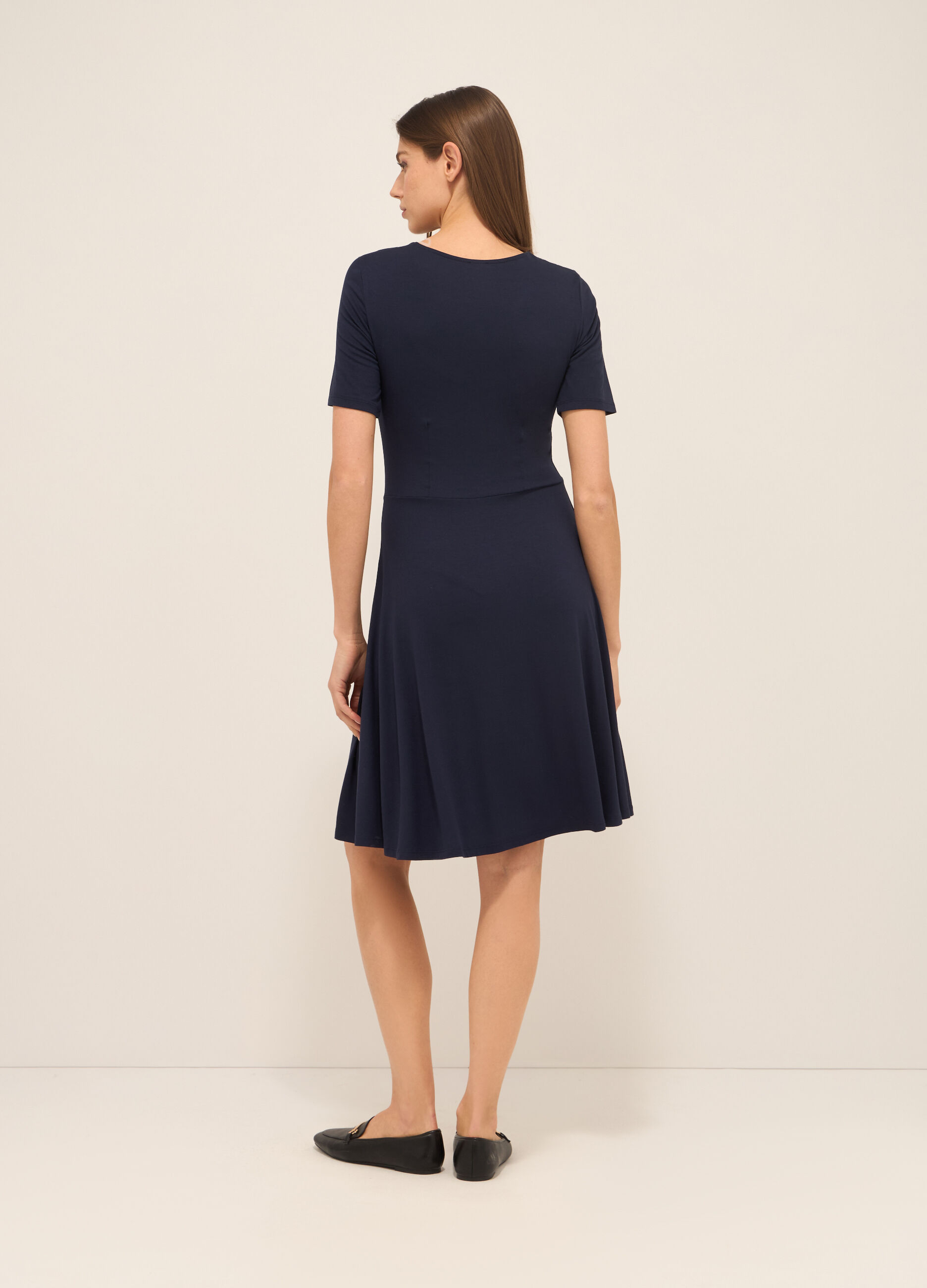 Abito corto in jersey di viscosa stretch donna_1