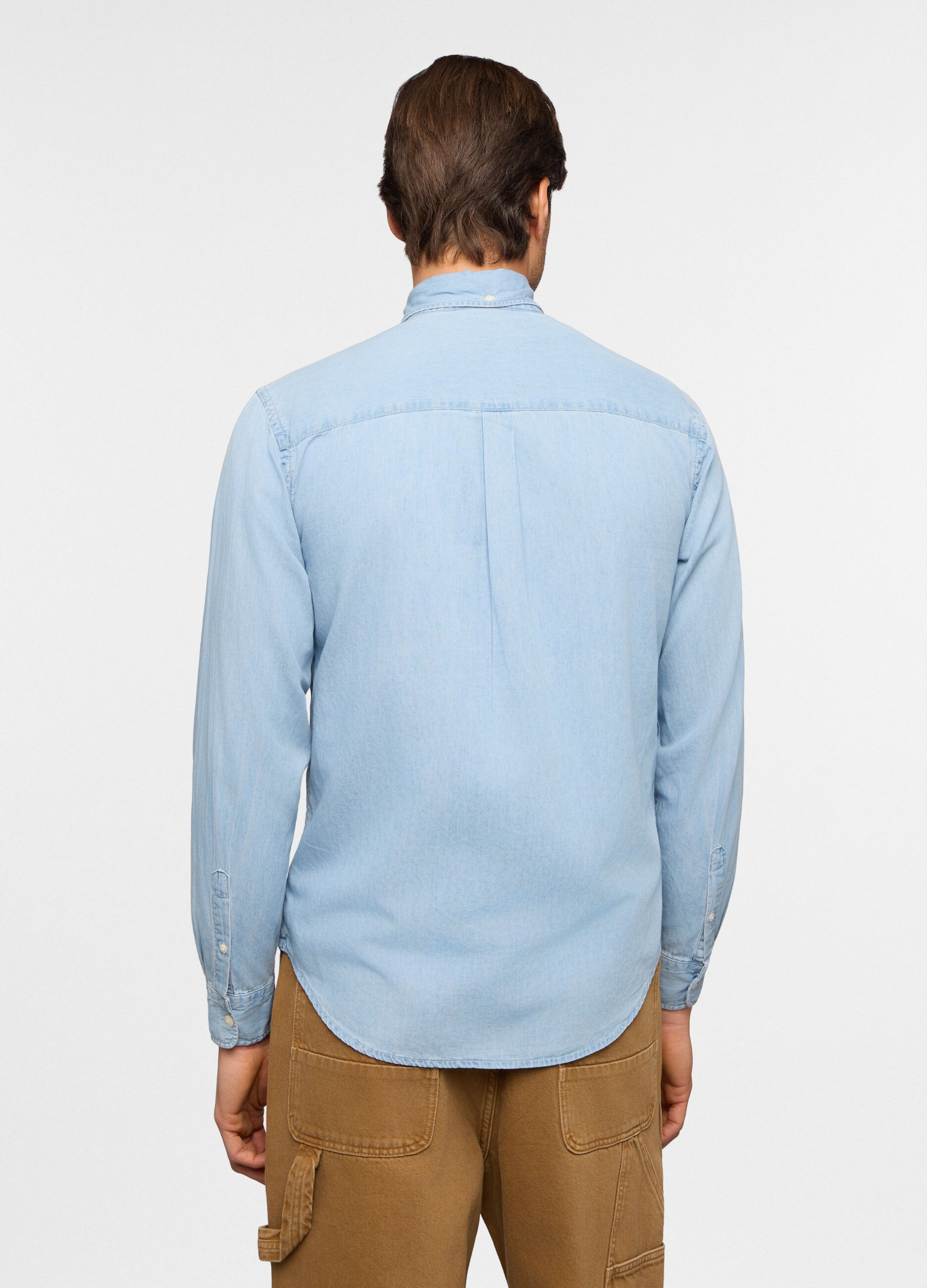Camicia regular fit in chambray di cotone uomo_1