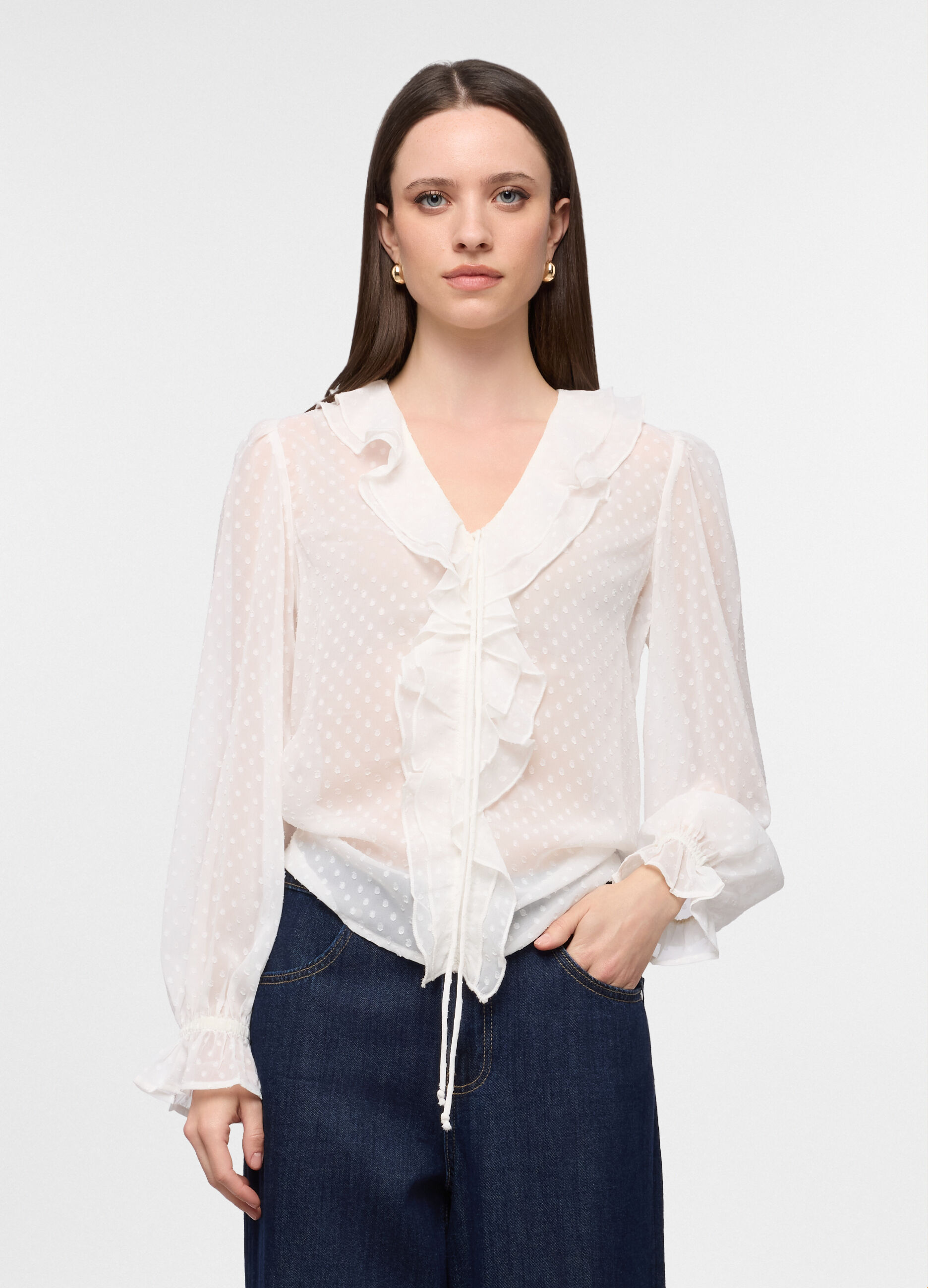 Blusa con scollo a V donna_0