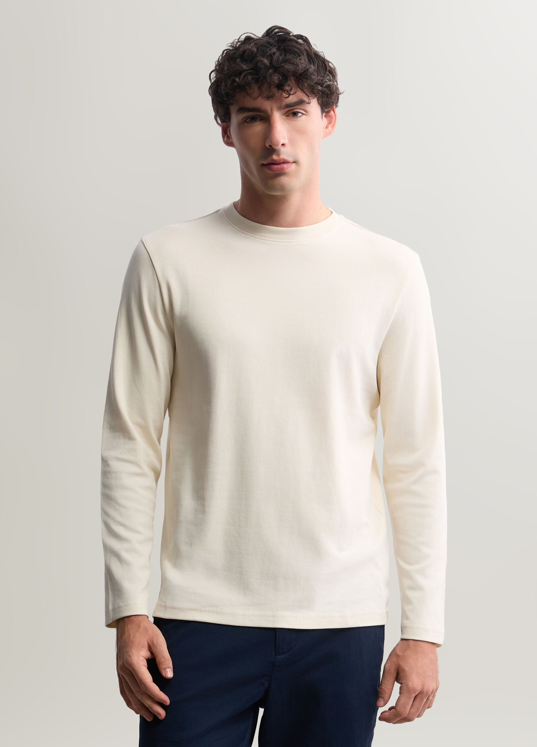 Maglia girocollo in interlock di cotone uomo_0