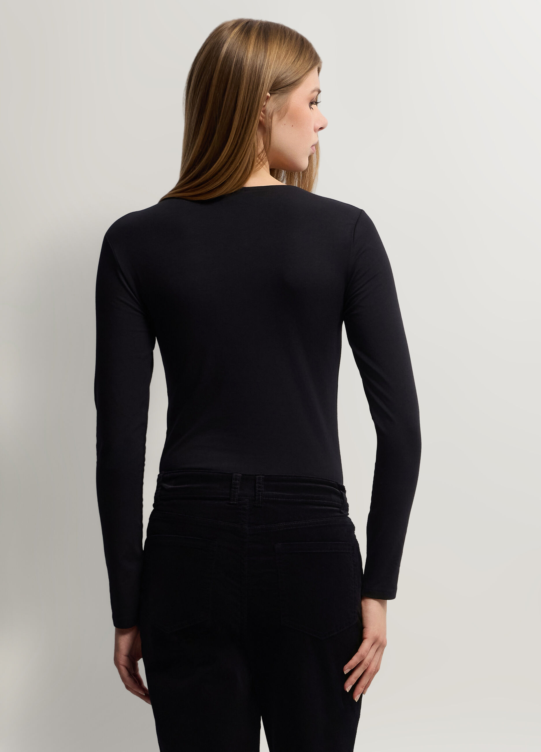 Body con scollo a V stretch donna_1