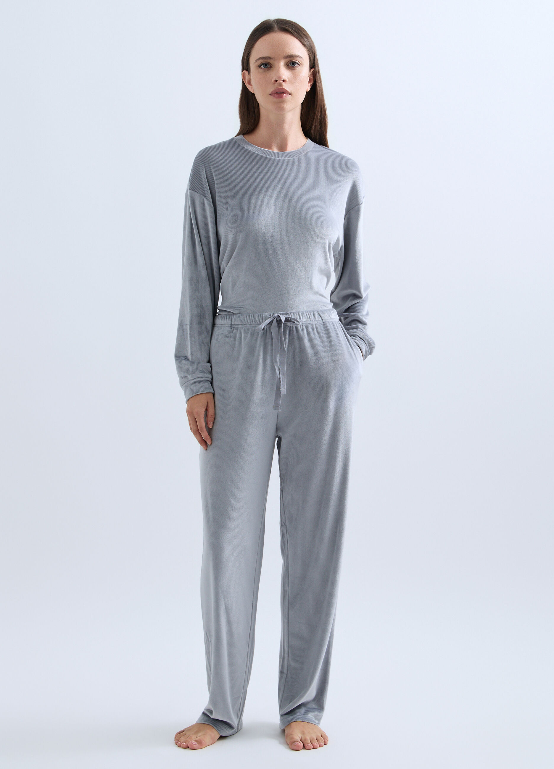 Pantalone pigiama velour stretch donna_0