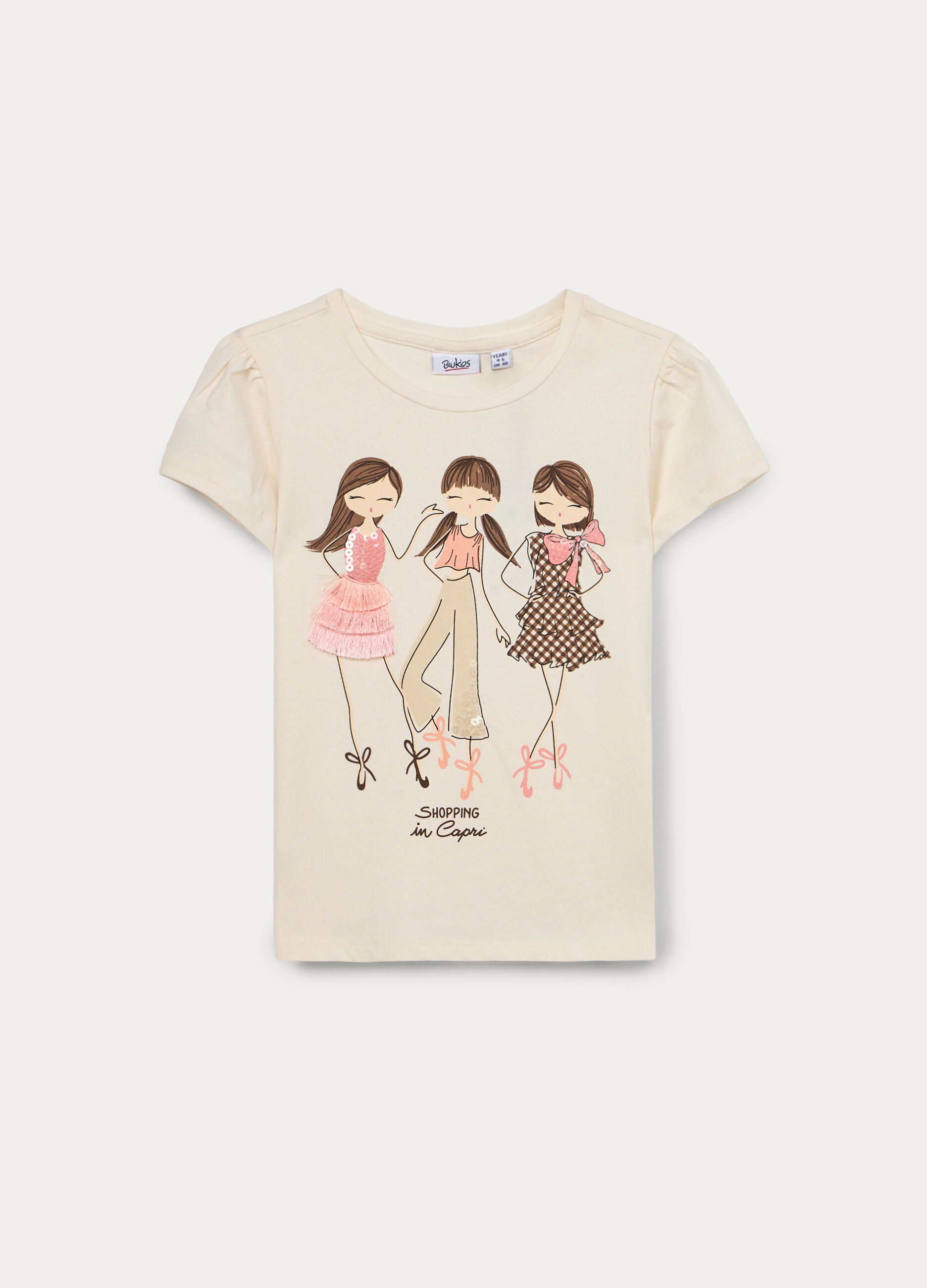 T-shirt in jersey di cotone stretch bambina_0