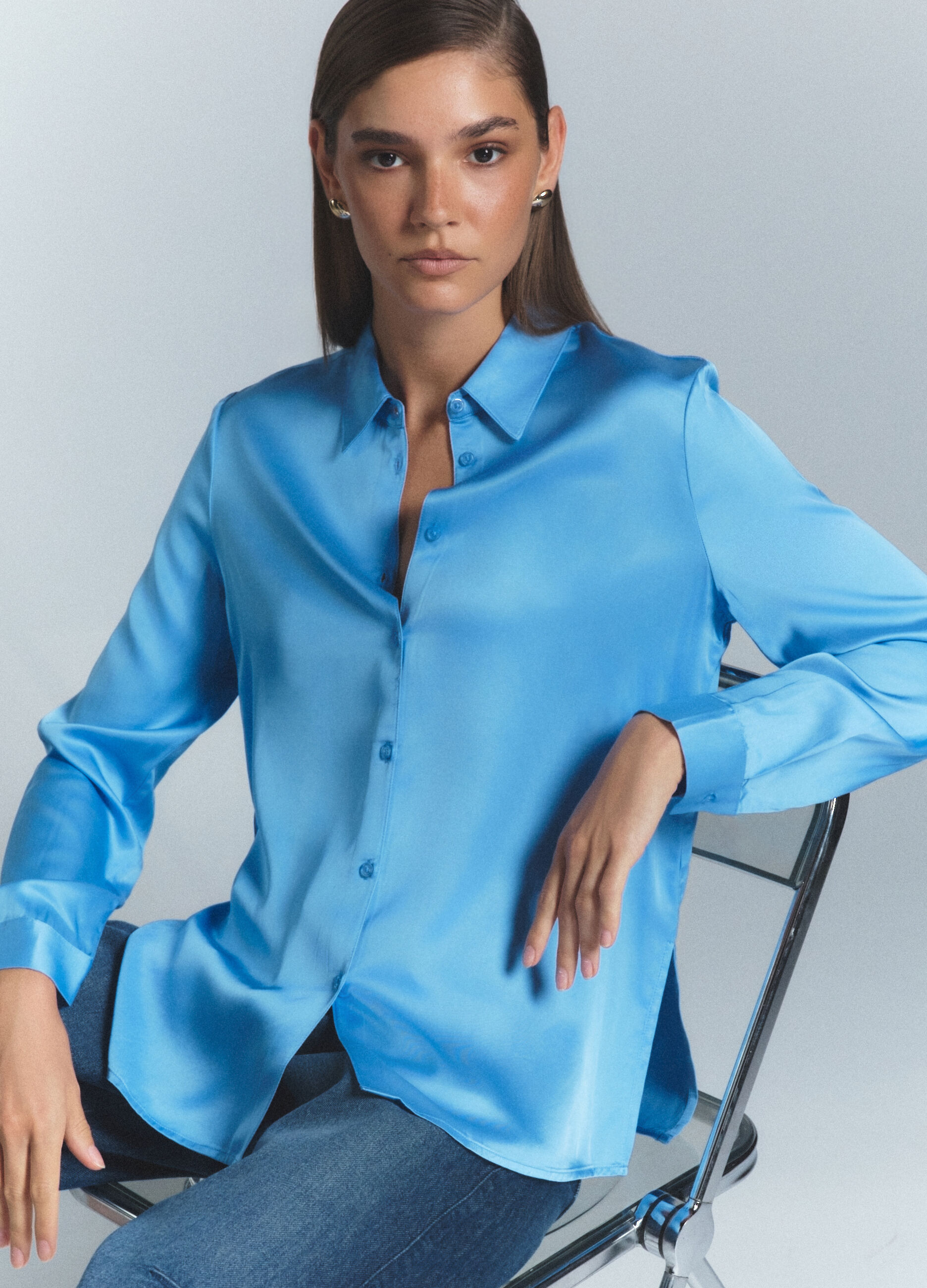 Camicia in raso di pura viscosa donna_3