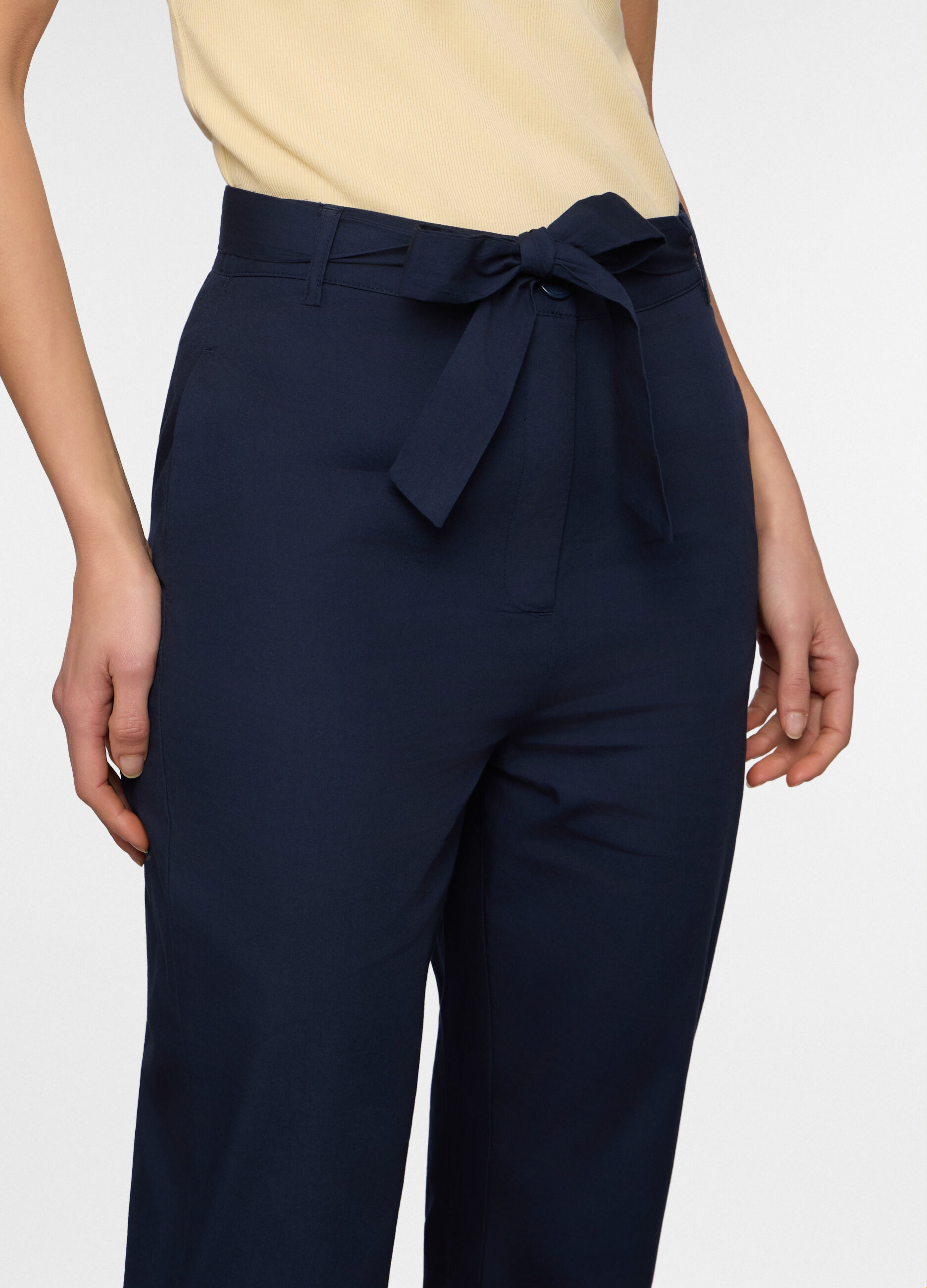 Pantaloni regular fit in popeline di puro cotone donna_2