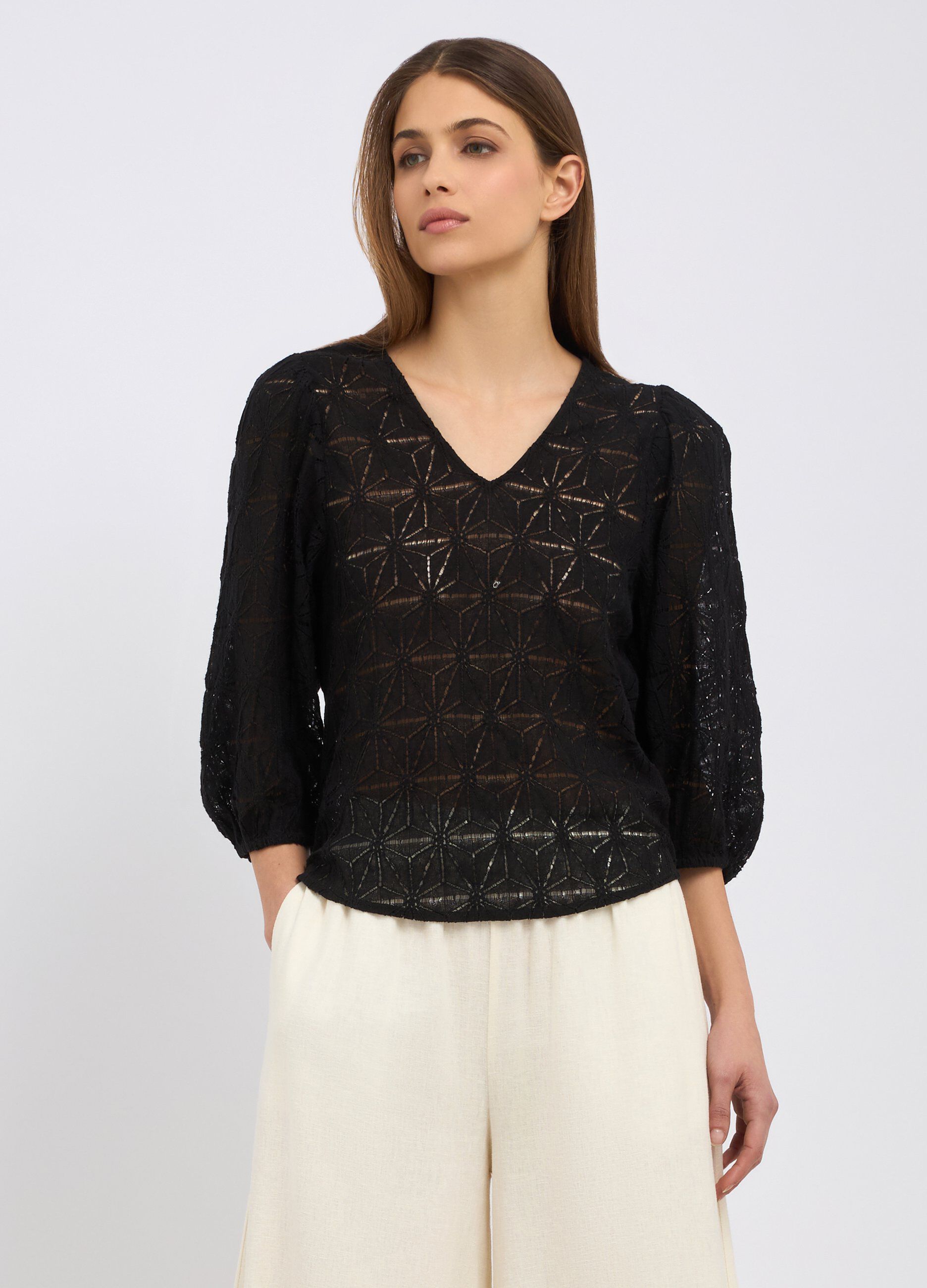 Blusa in misto cotone donna_0