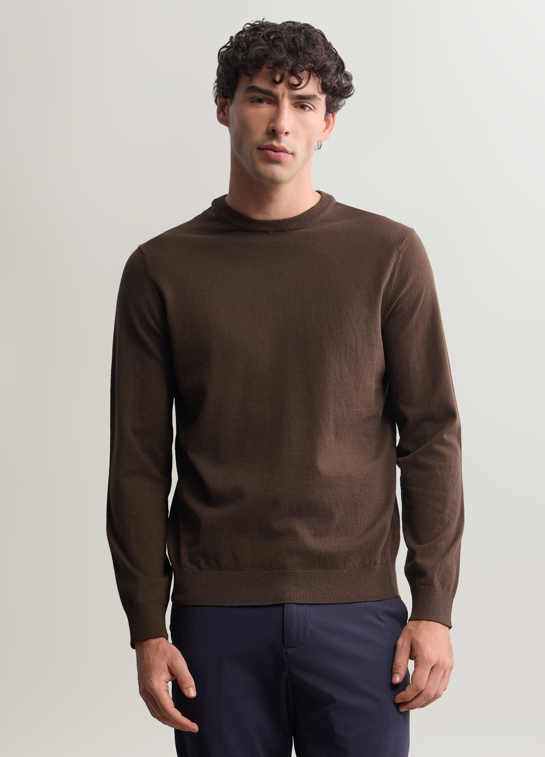 Maglione girocollo in misto cotone uomo_0