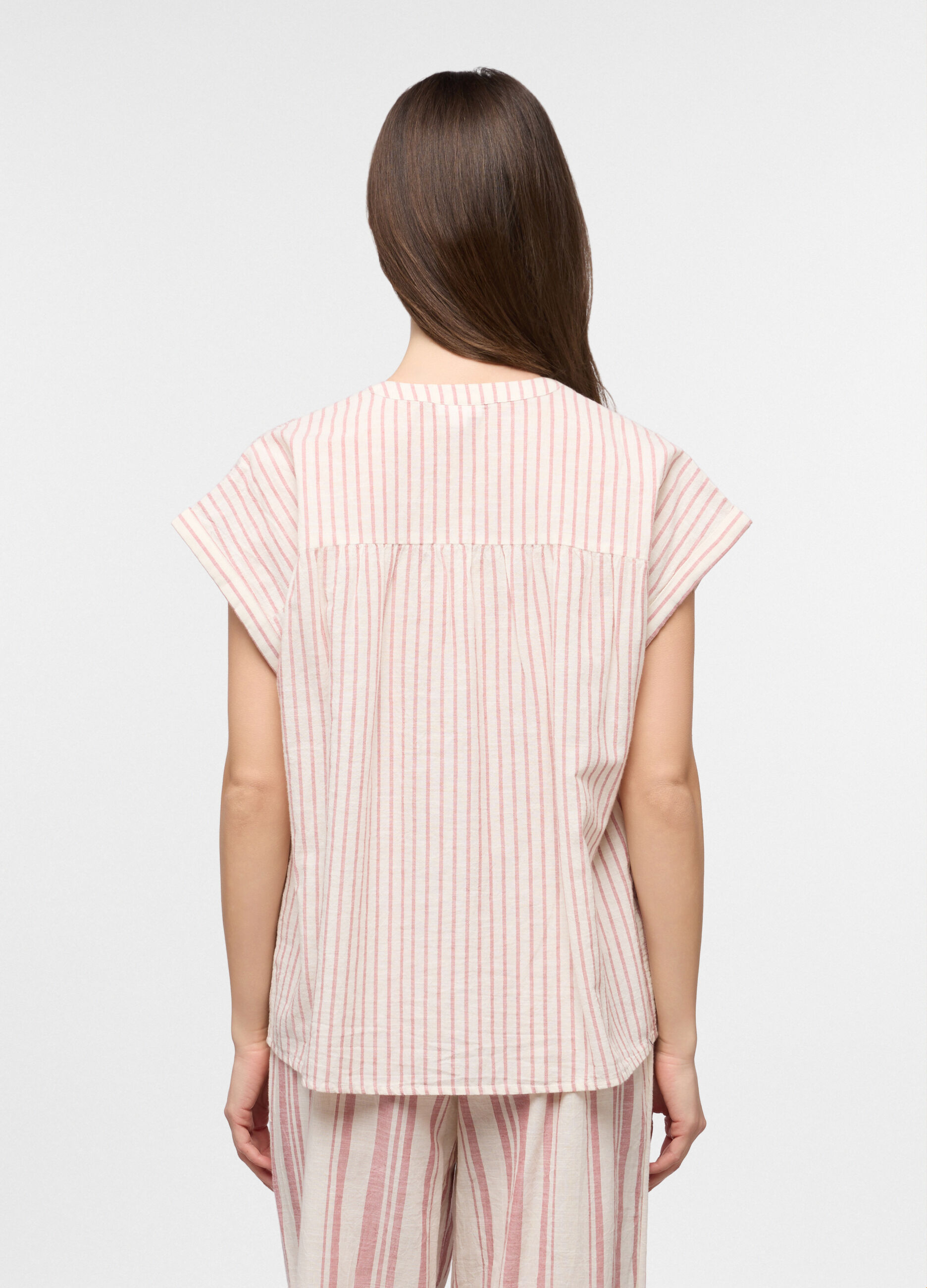 Top pigiama in popeline misto lino donna_1