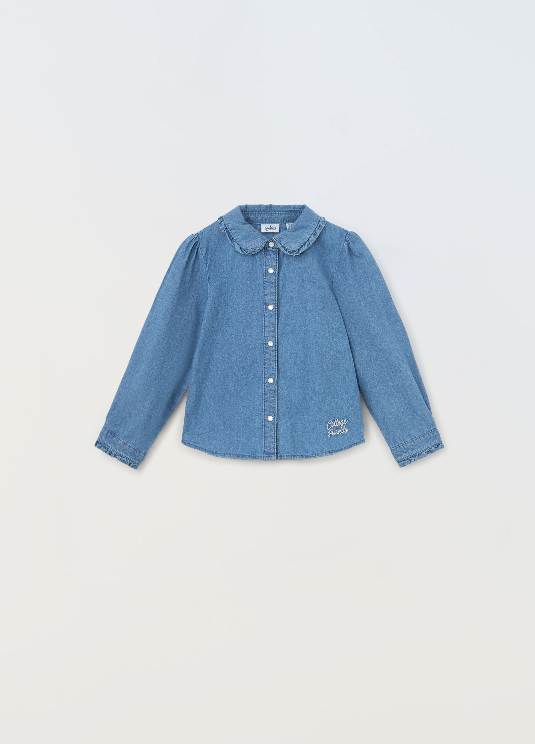 Camicia in denim chambray bambina_0