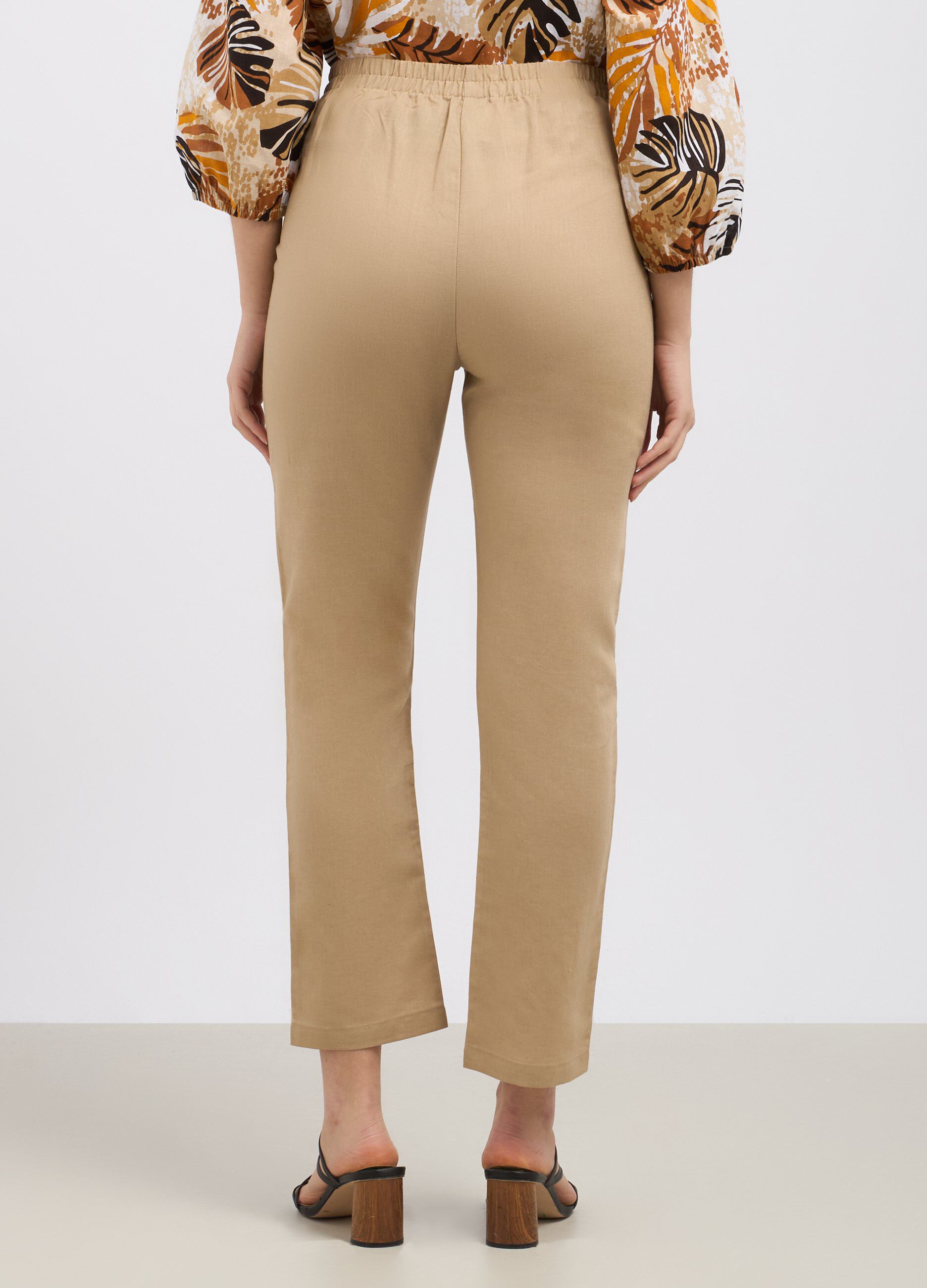 Pantaloni in misto lino donna_1