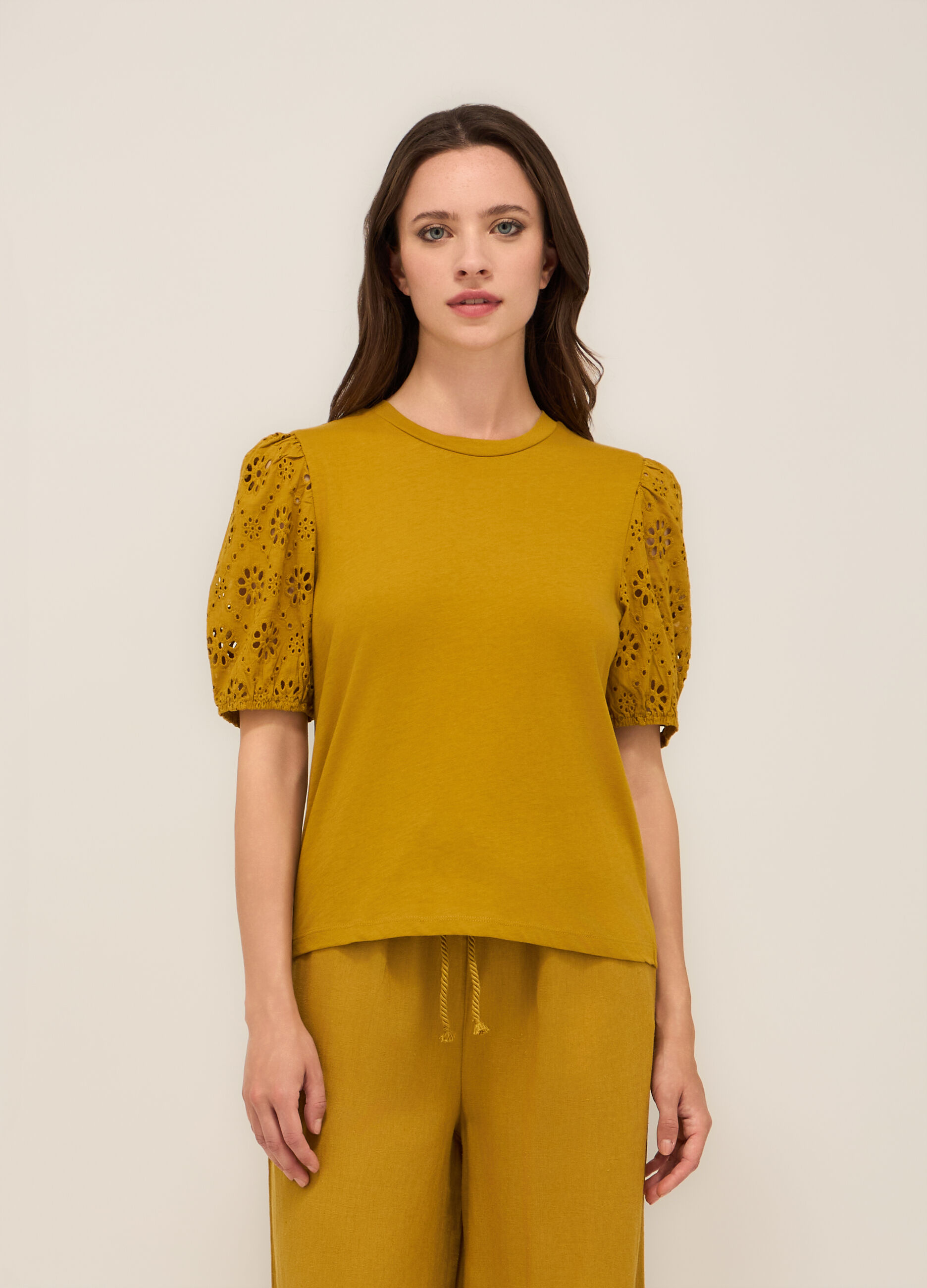 T-shirt in jersey di puro cotone donna_0