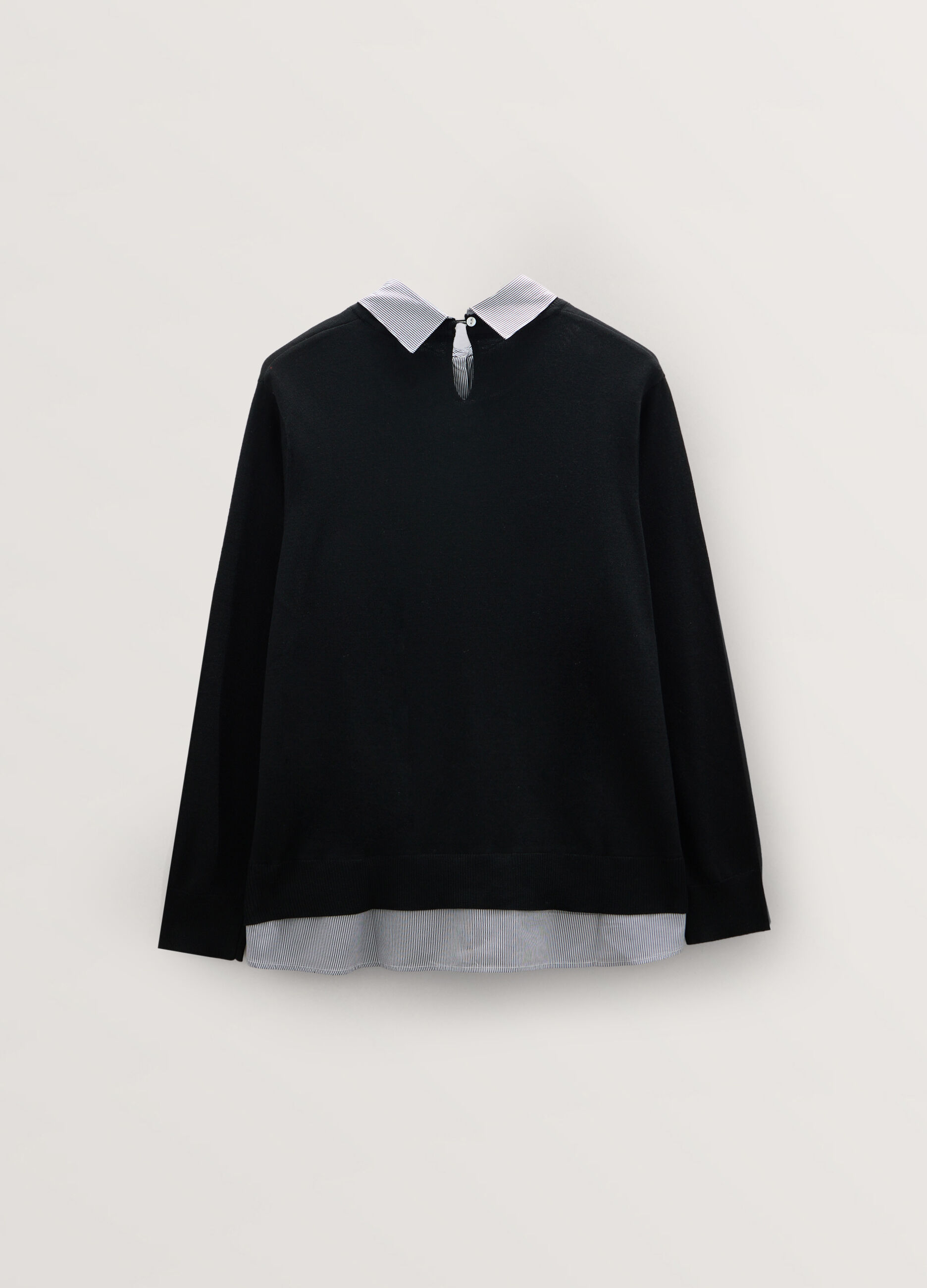 Maglia girocollo tricot con inserto camicia donna curvy_1