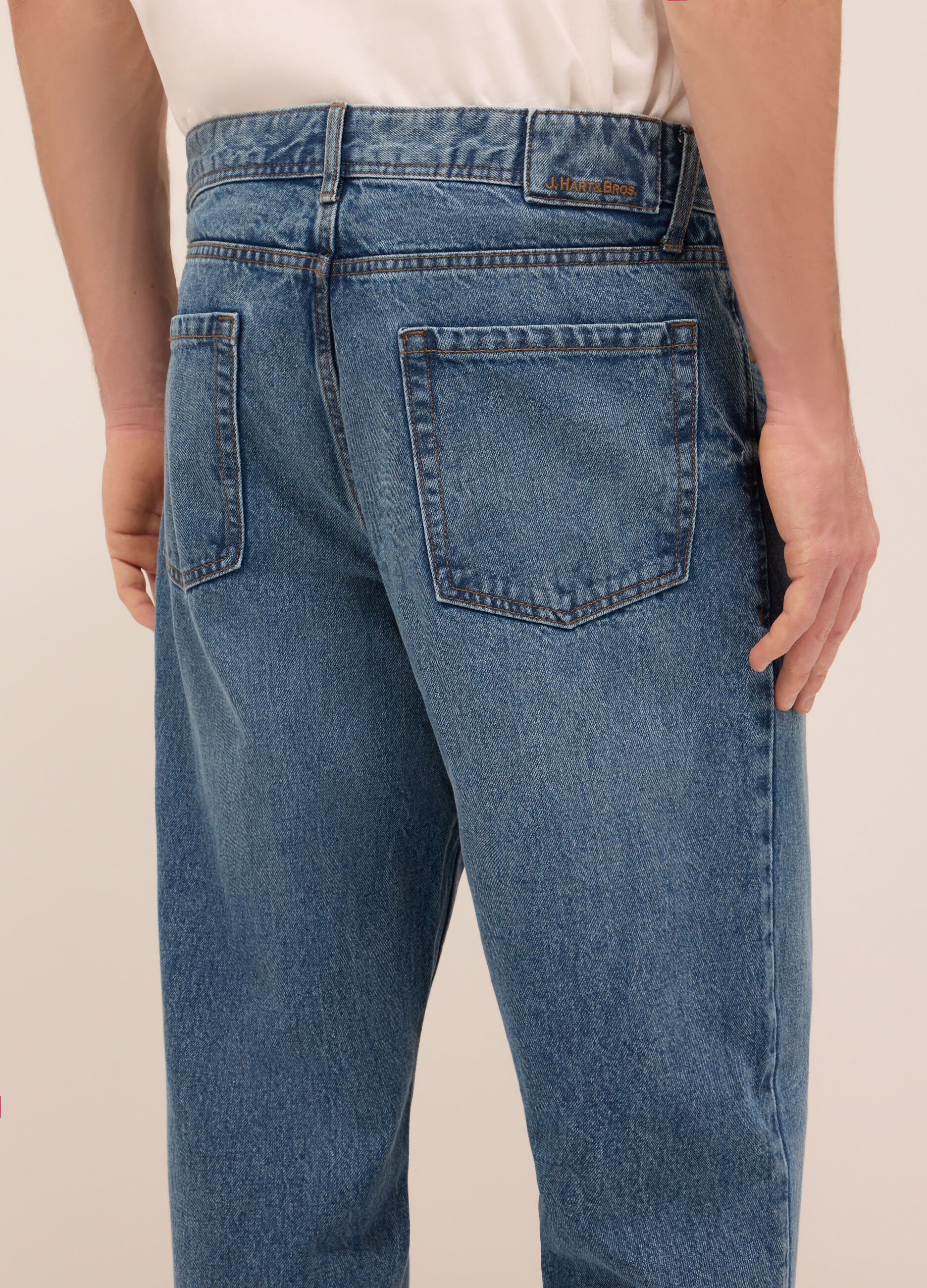 Jeans 5 tasche baggy fit in denim di cotone uomo_3