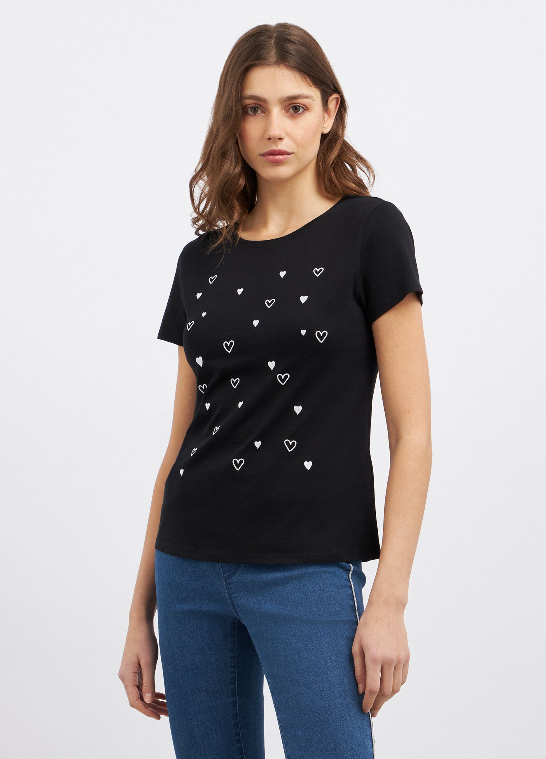 T-shirt in puro cotone con ricamo donna_0