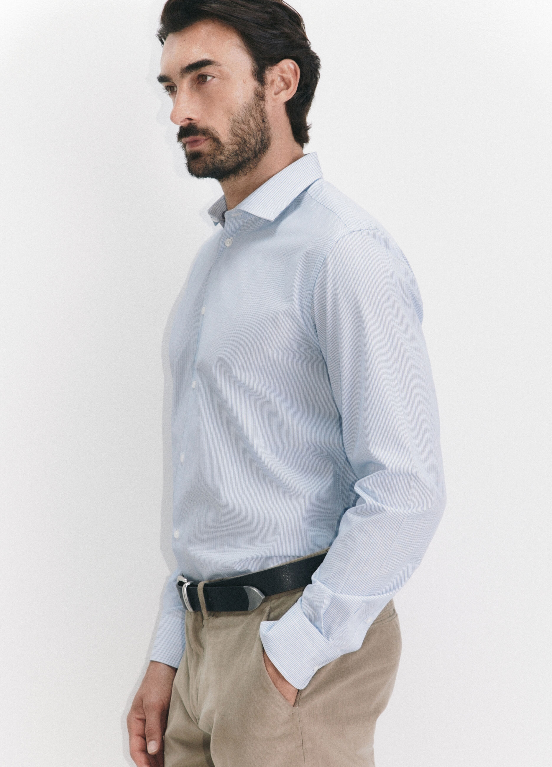 Camicia regular fit in tessuto a righe uomo_2
