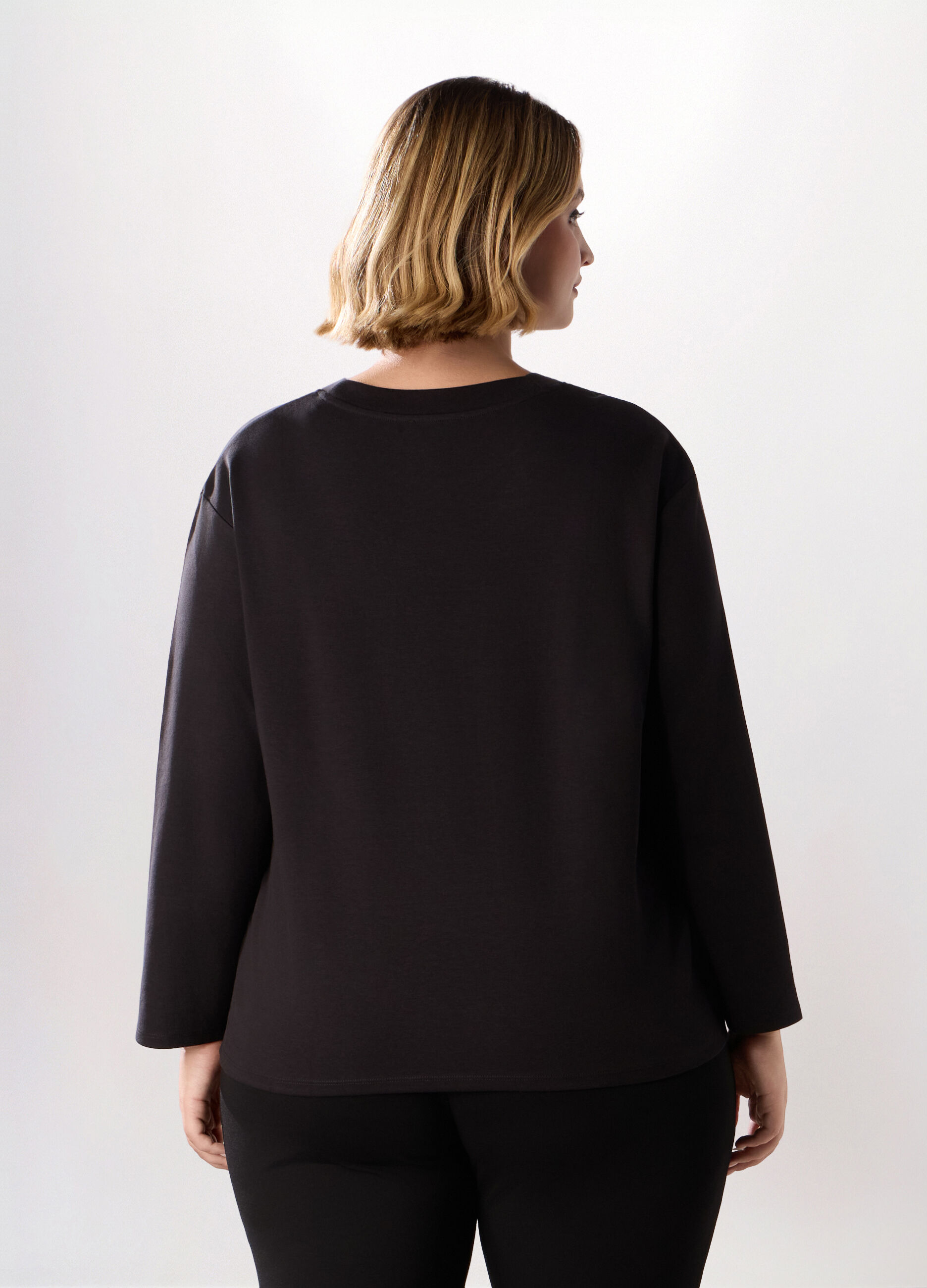 T-shirt in interlock di cotone stretch donna_1