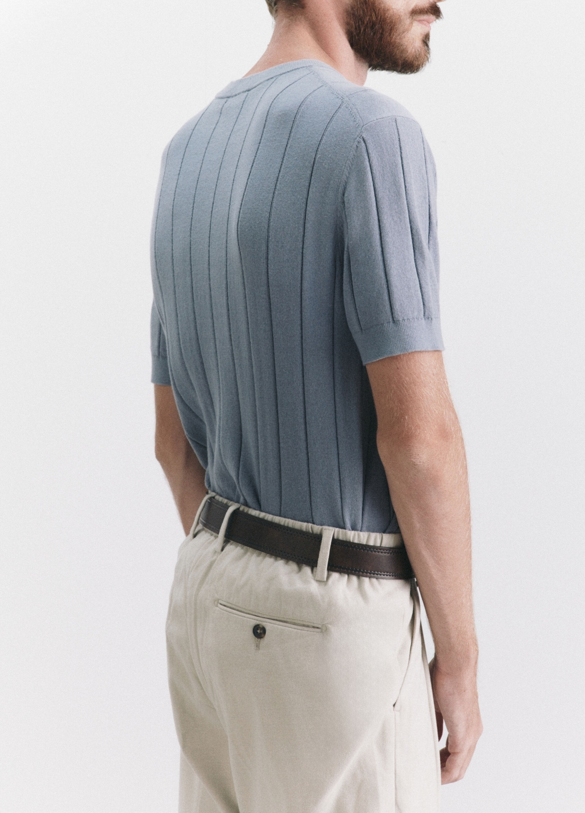T-shirt in maglia a costa piatta uomo_3