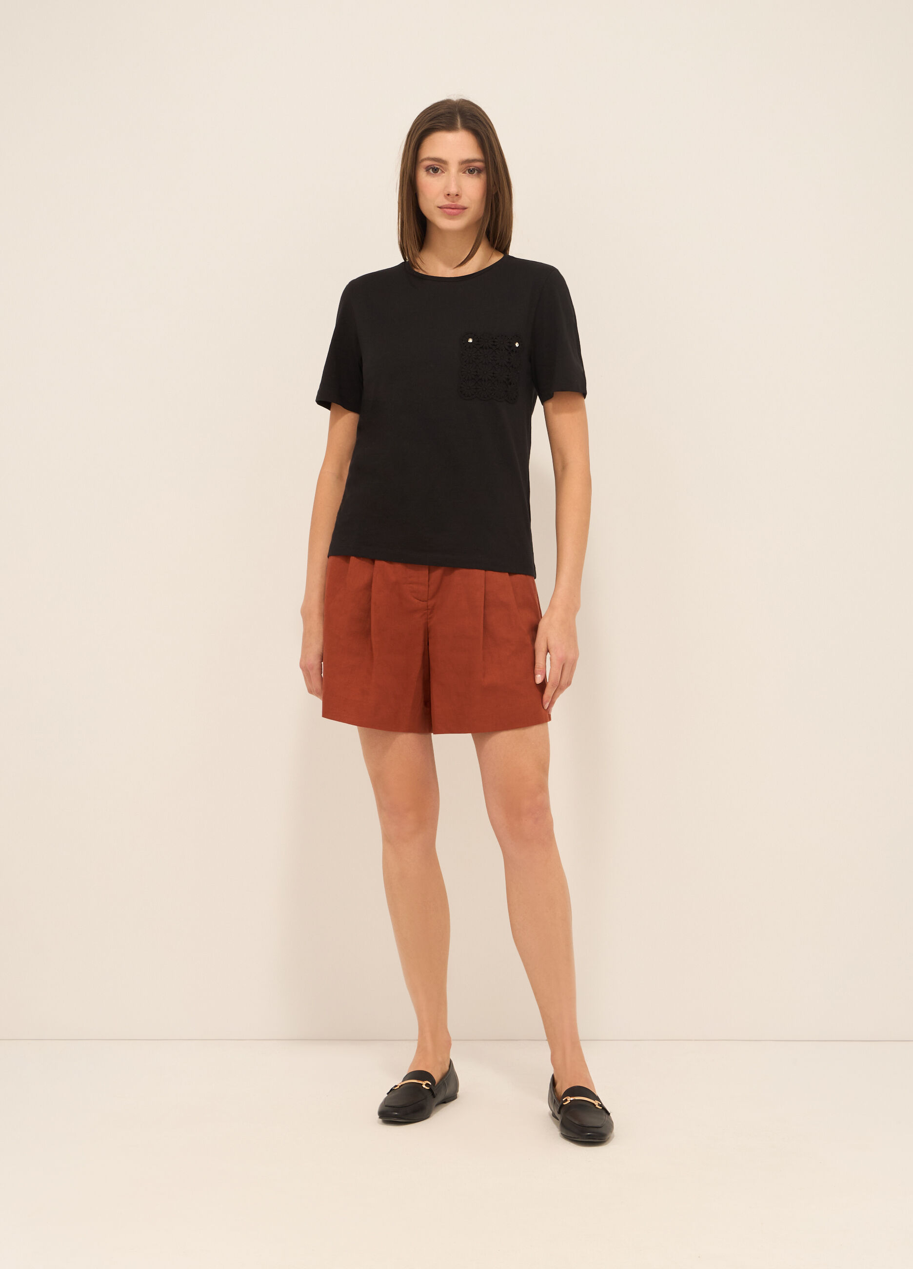 Shorts in misto lino donna _0