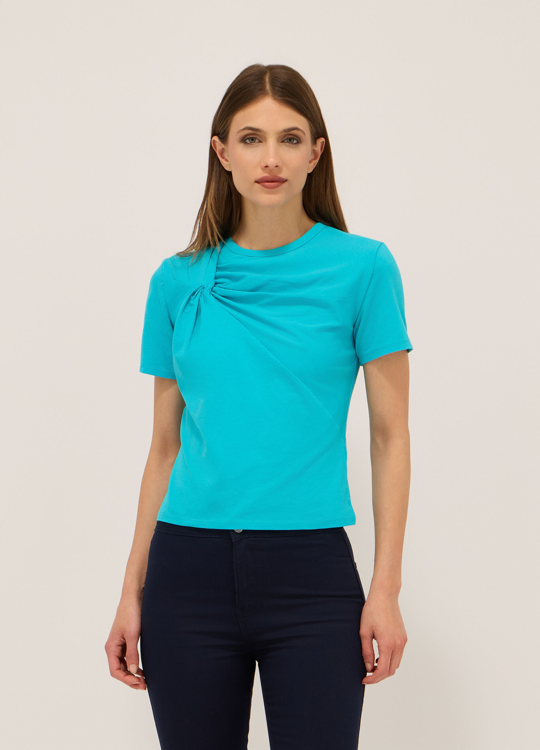 T-shirt in jersey di cotone stretch donna_0