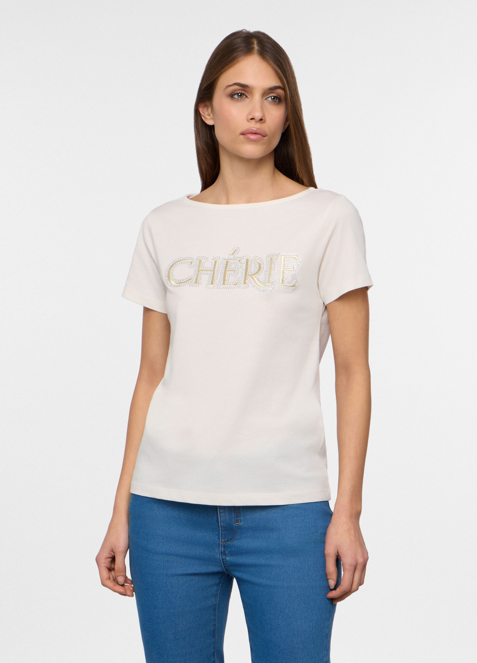 T-shirt con scollo a barchetta donna_0