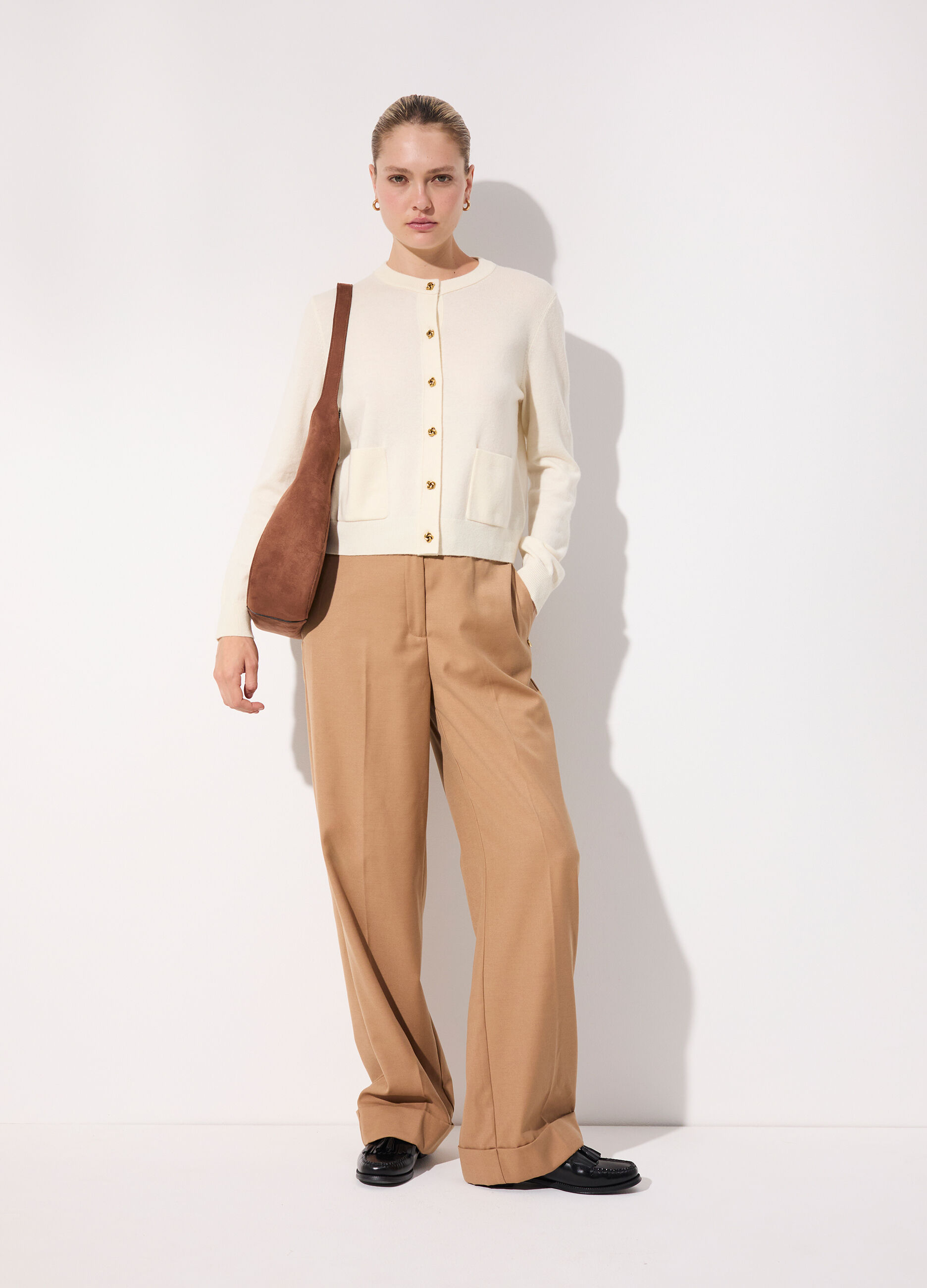 Pantalone palazzo in misto lana e viscosa donna_0