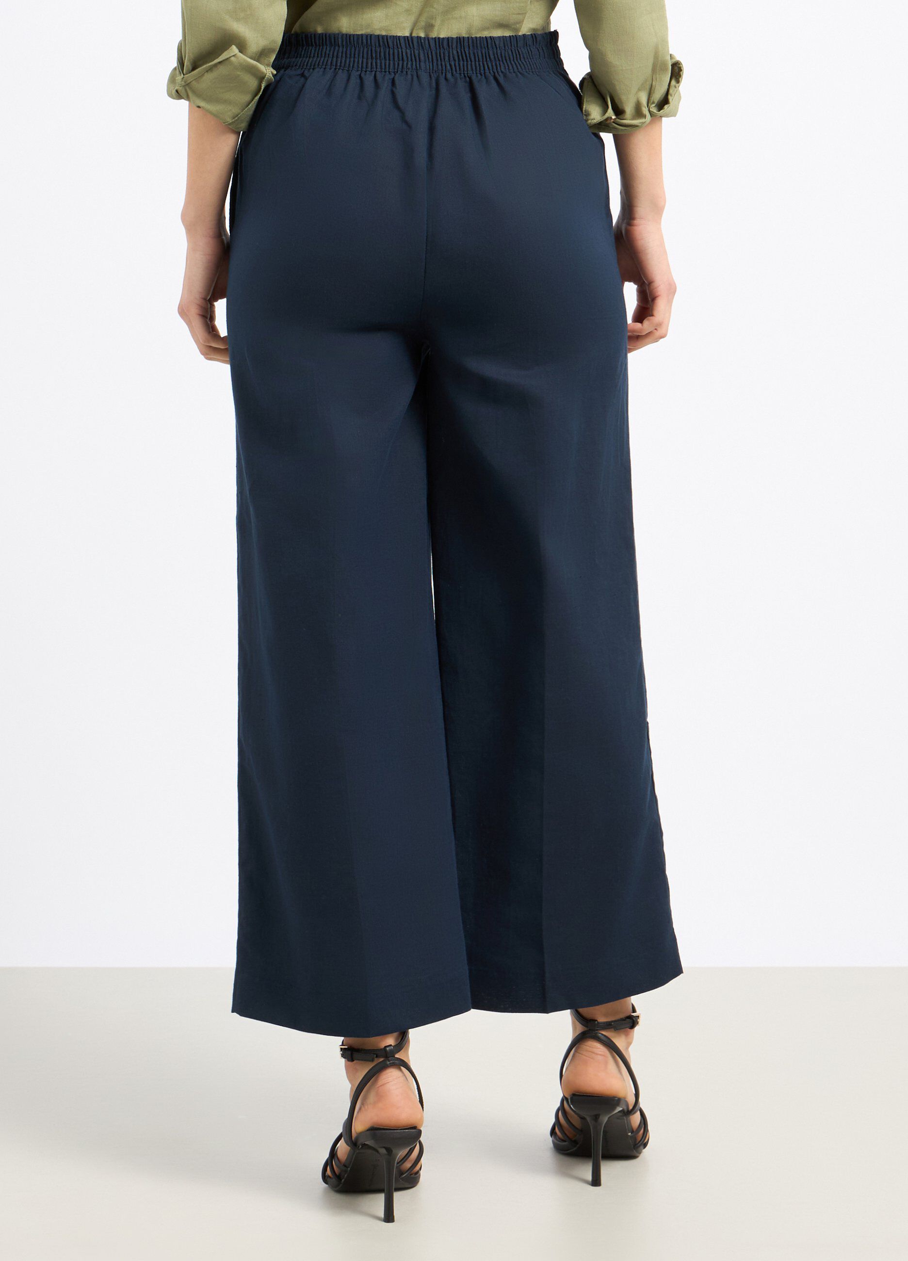 Pantaloni palazzo in misto lino donna_1