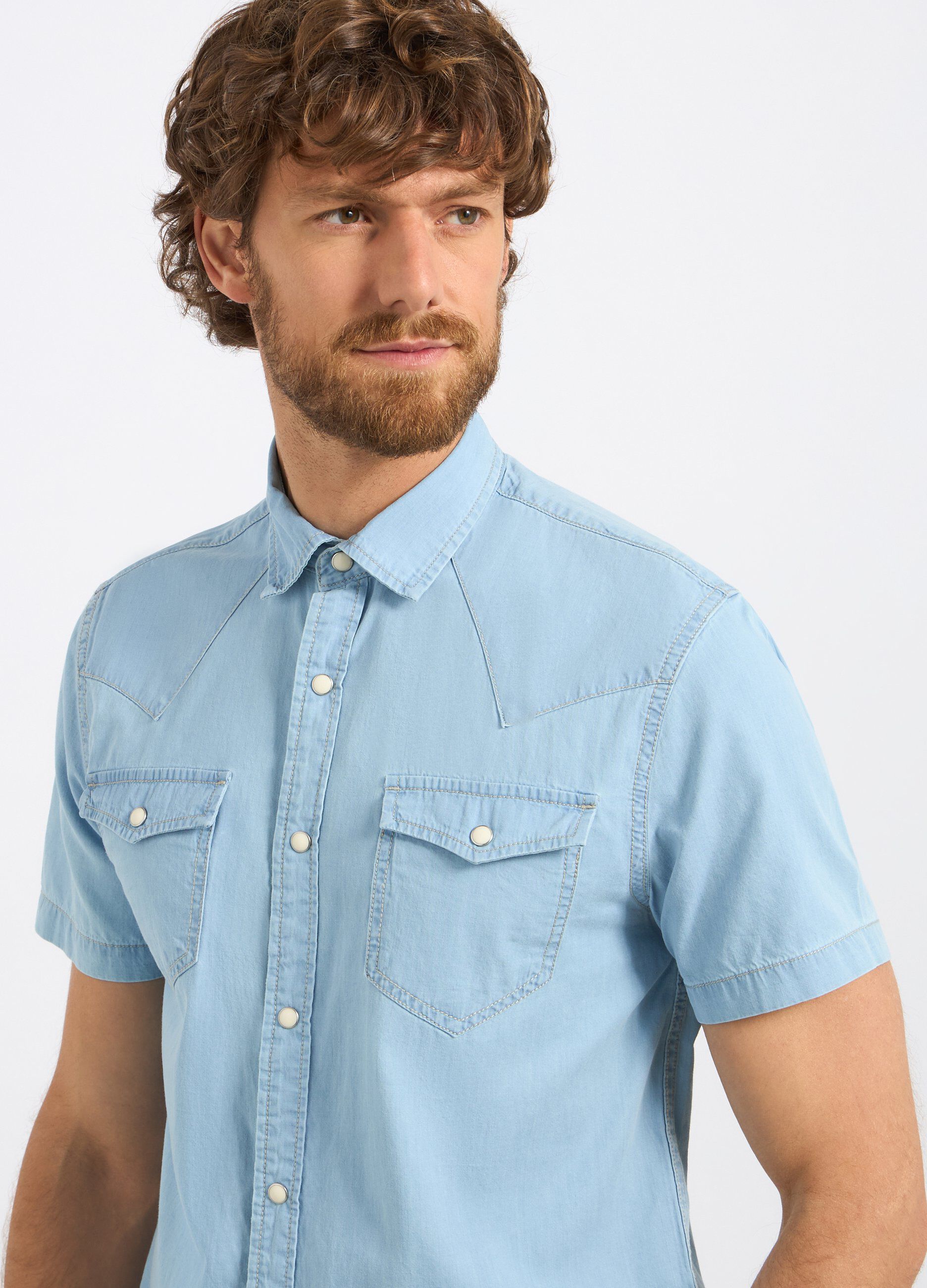 Camicia a maniche corte in puro cotone uomo_2
