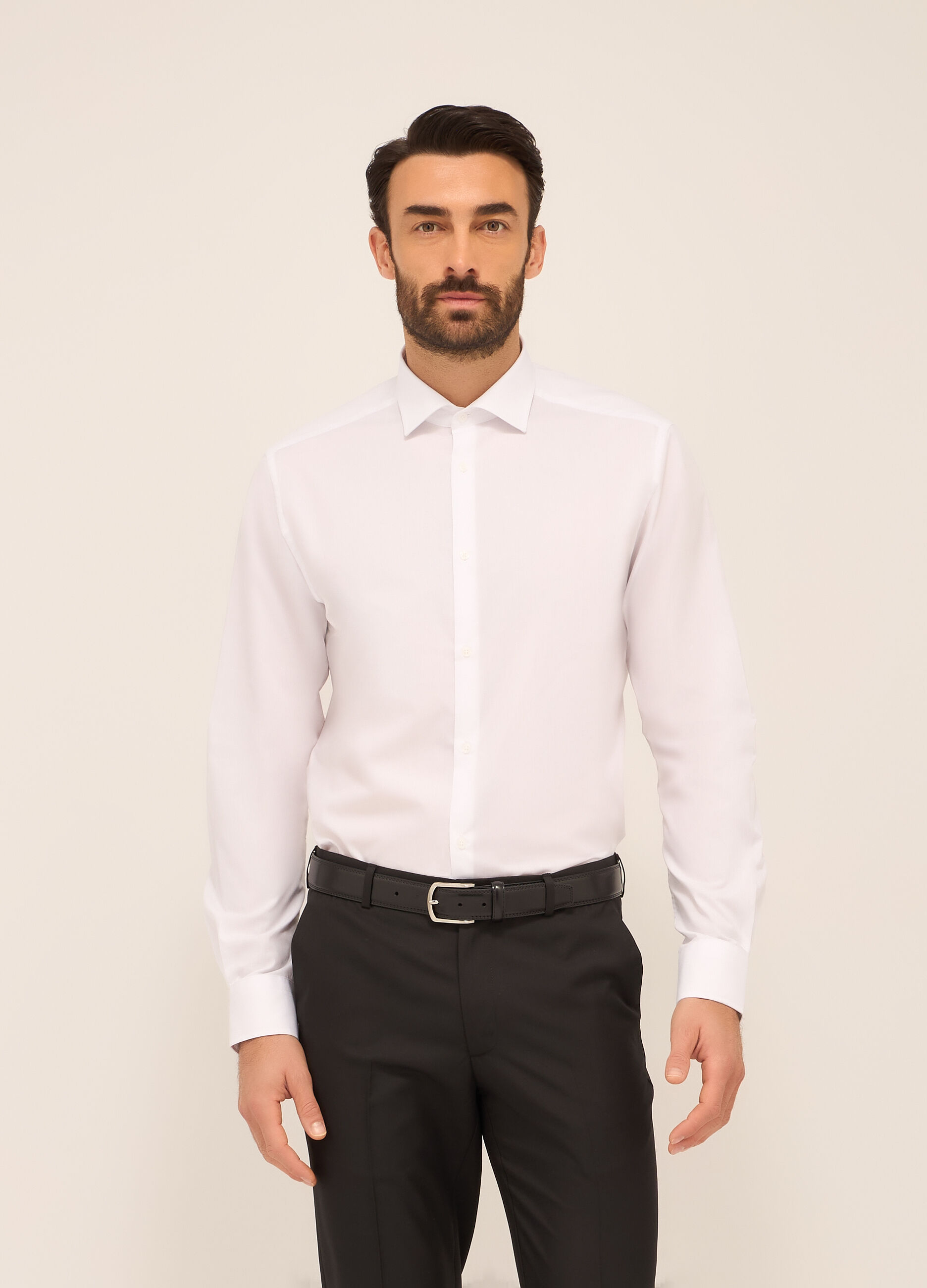 Camicia regular fit in misto cotone uomo_0