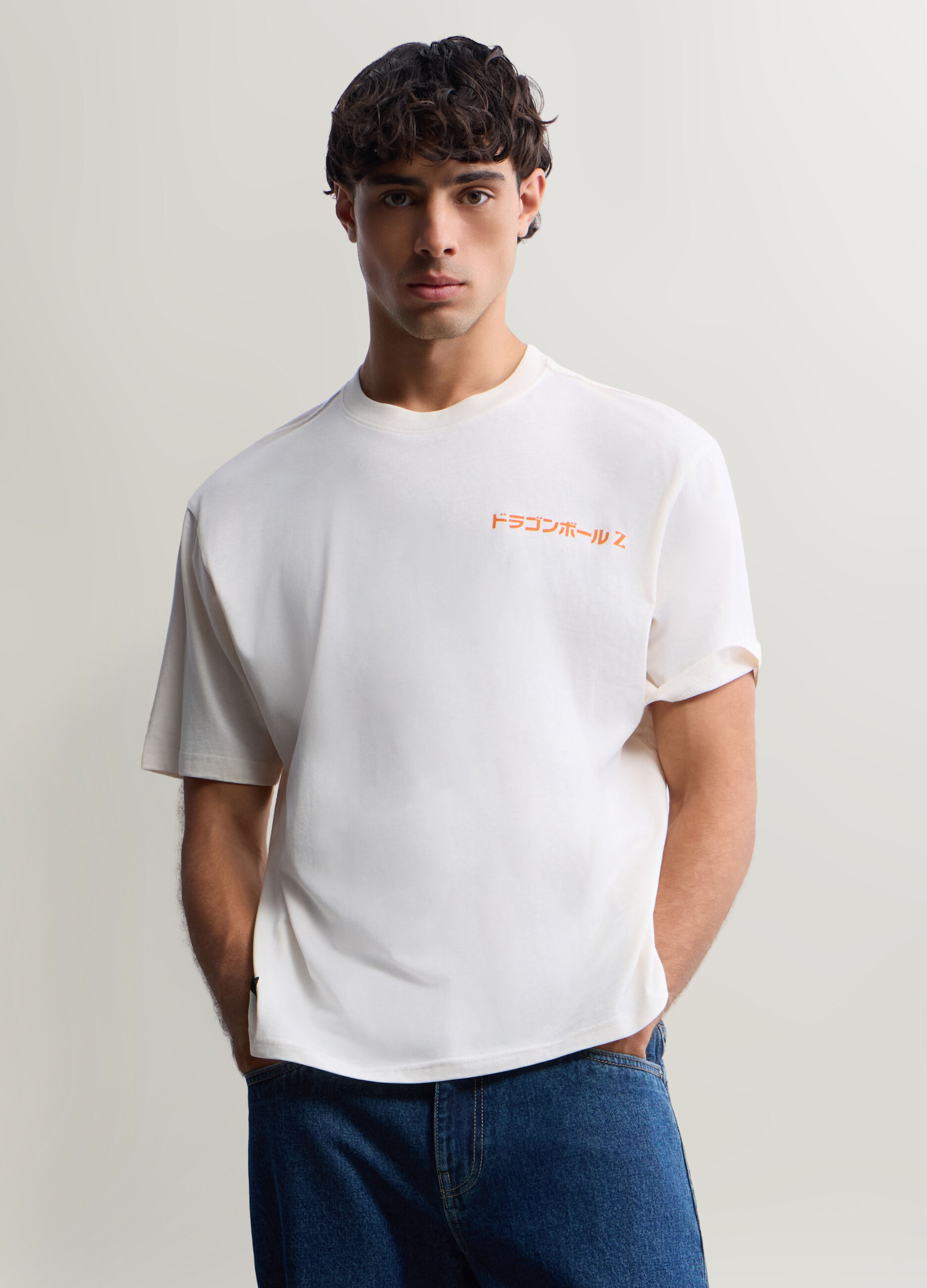 T-shirt girocollo in cotone con stampa Dragonball uomo_0
